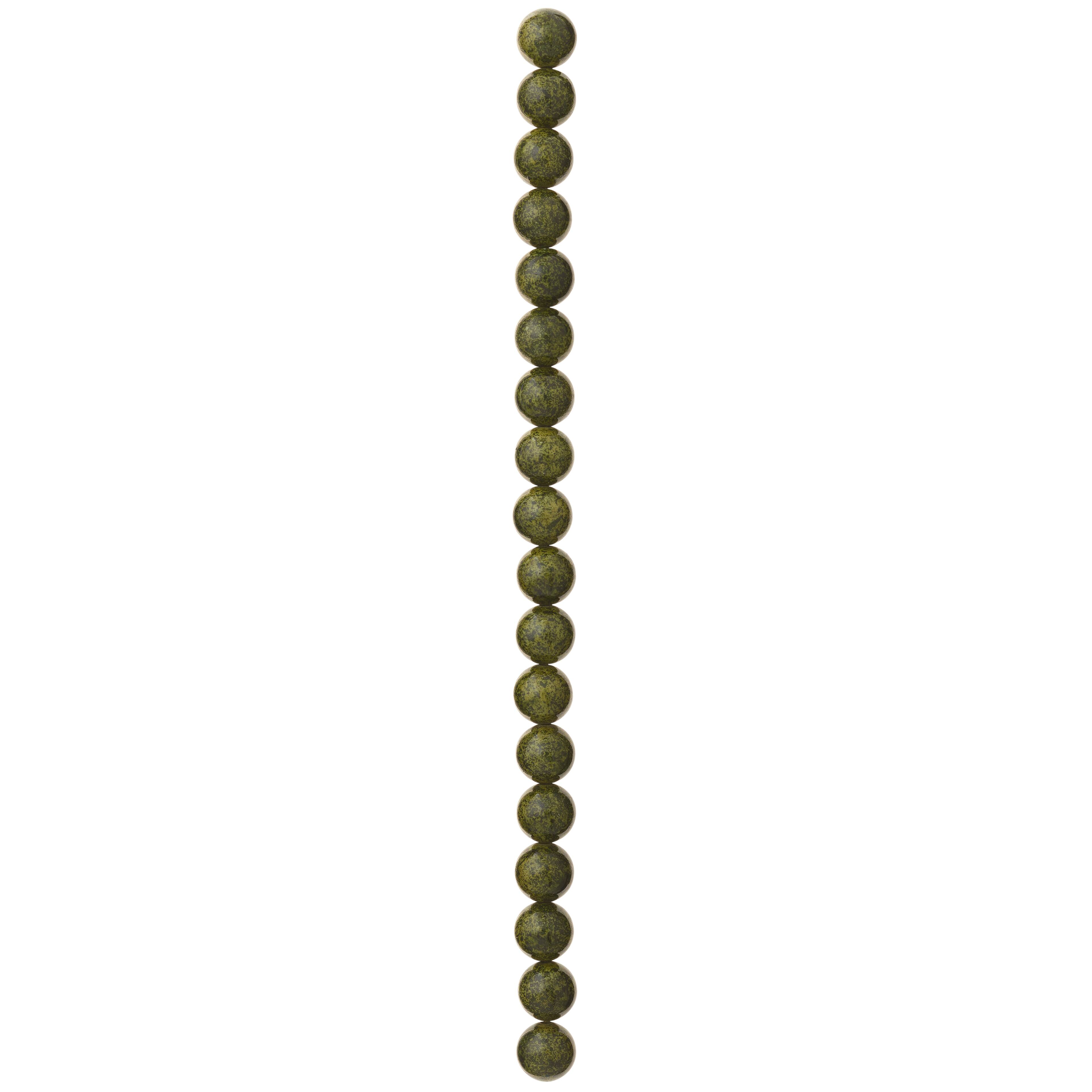12 Pack: Green Round Stone Beads, 10mm by Bead Landing™
