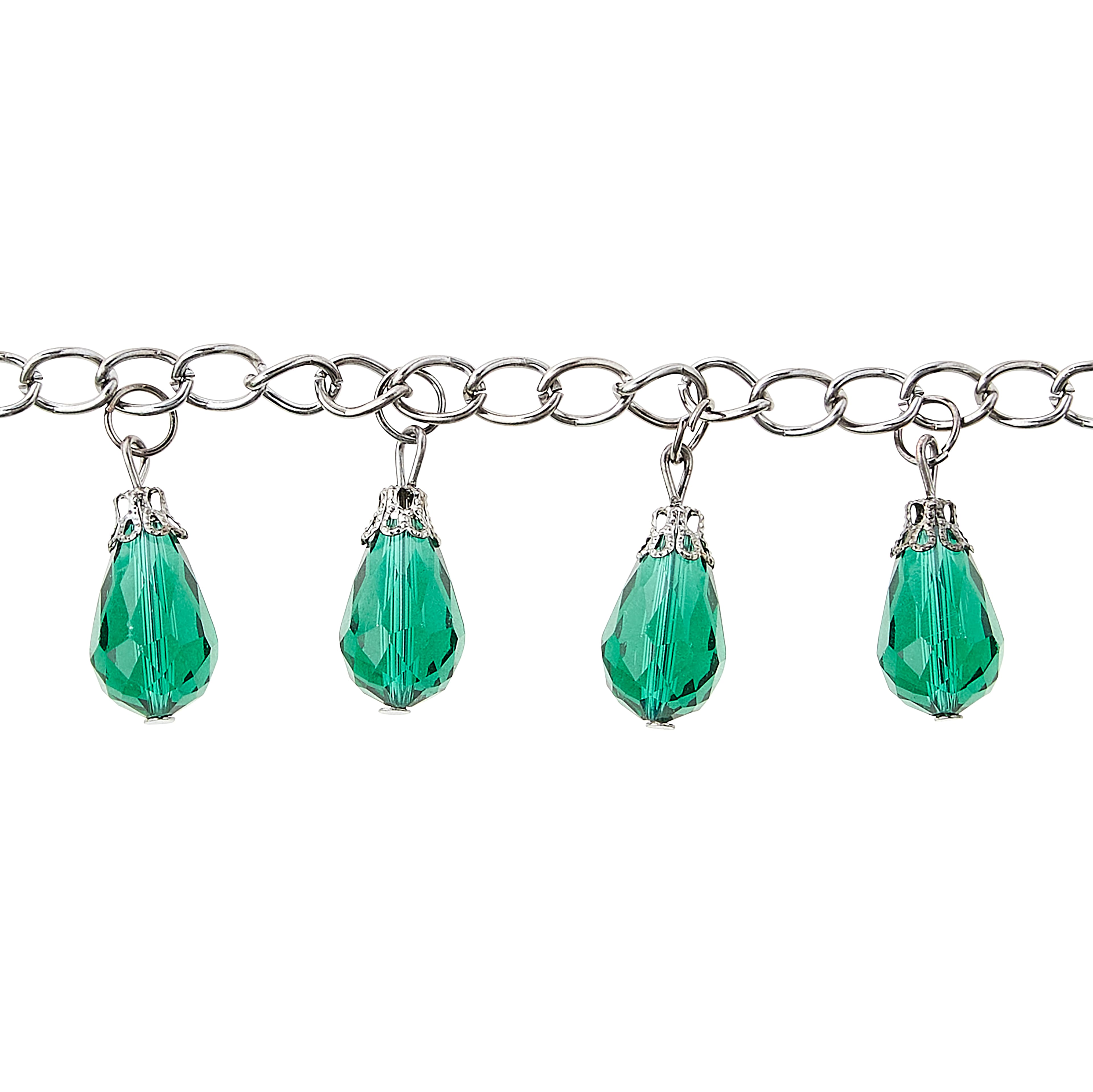 12 Pack: Aqua Teardrop Glass Beads Chain by Bead Landing™