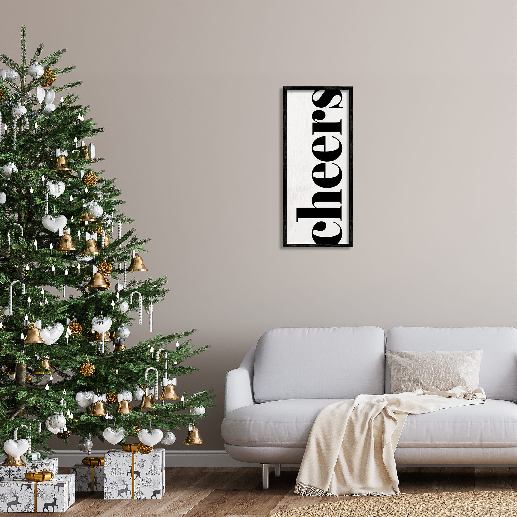 Stupell Industries Cheers Holiday Kitchen Sign Framed Giclee Art