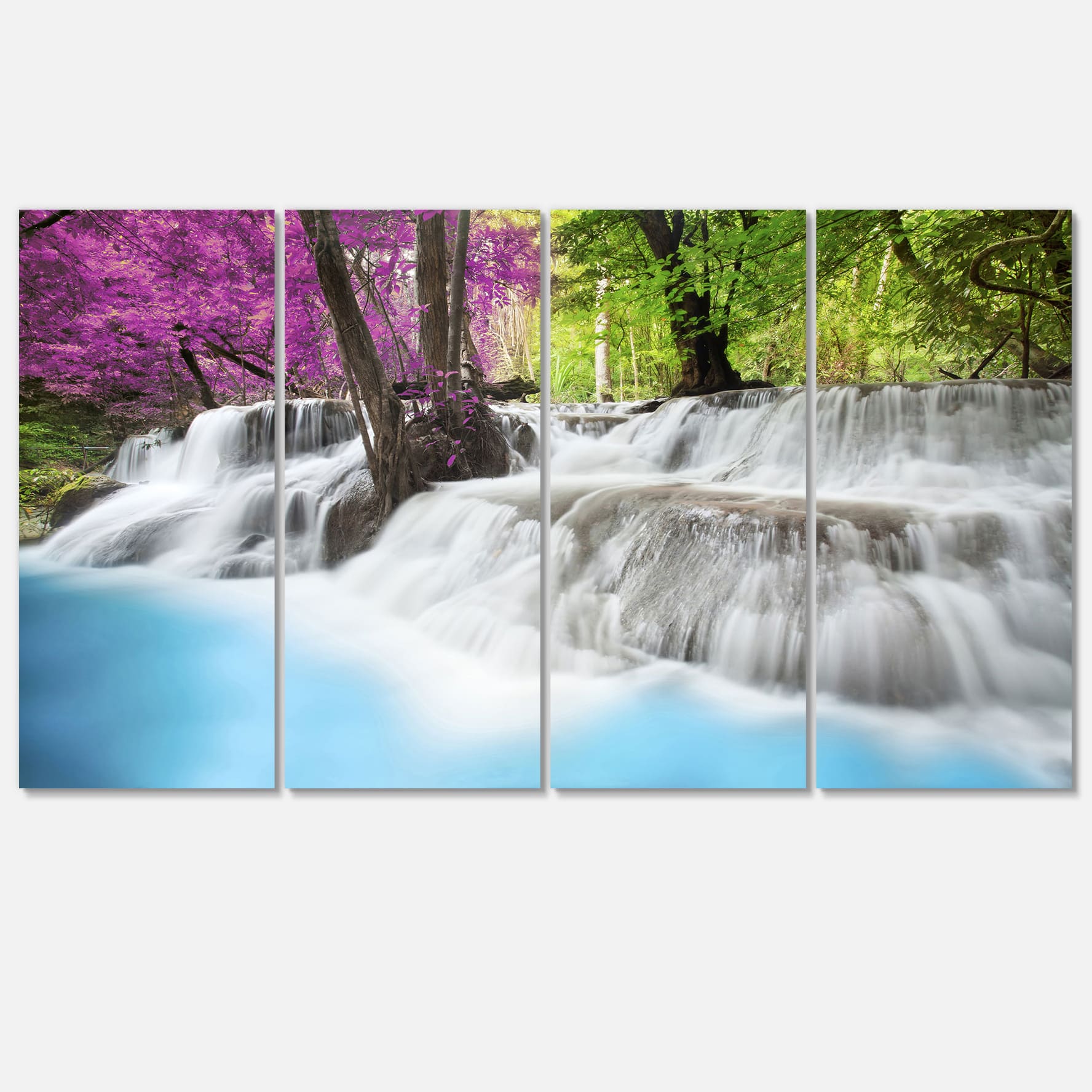 Designart - Erawan Waterfall - Large Photography Canvas Art Print