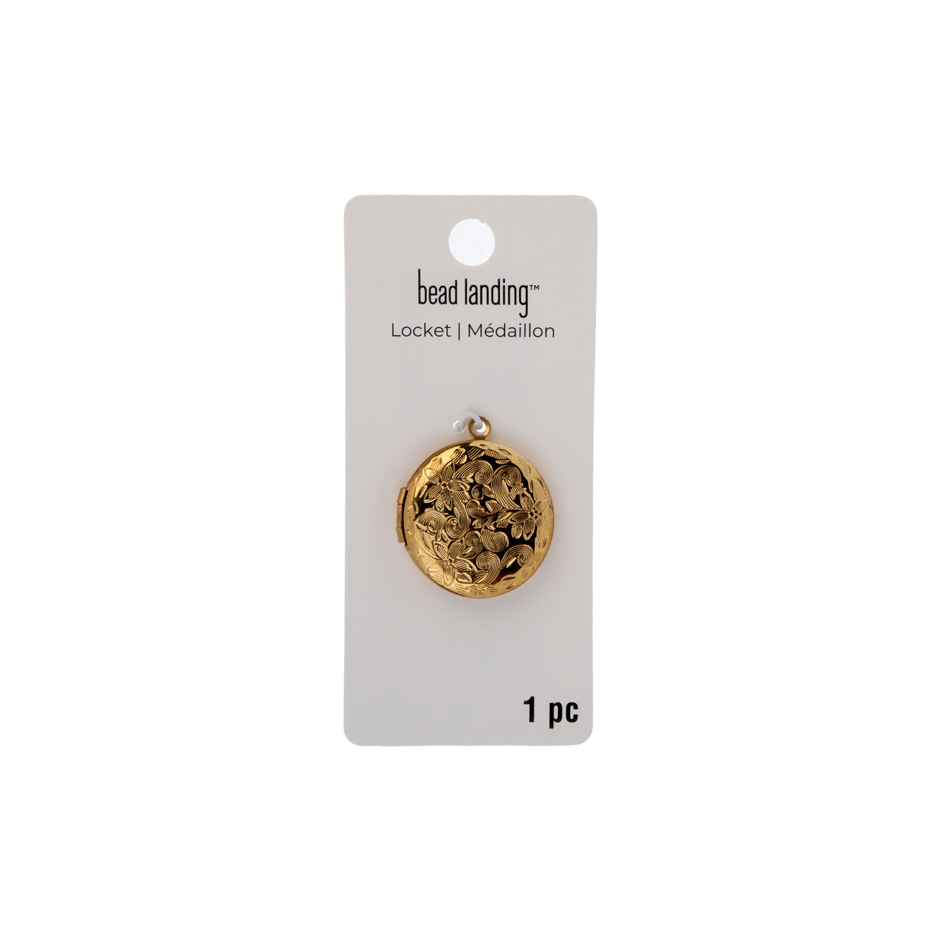 Gold Floral Stainless Steel Round Locket by Bead Landing™