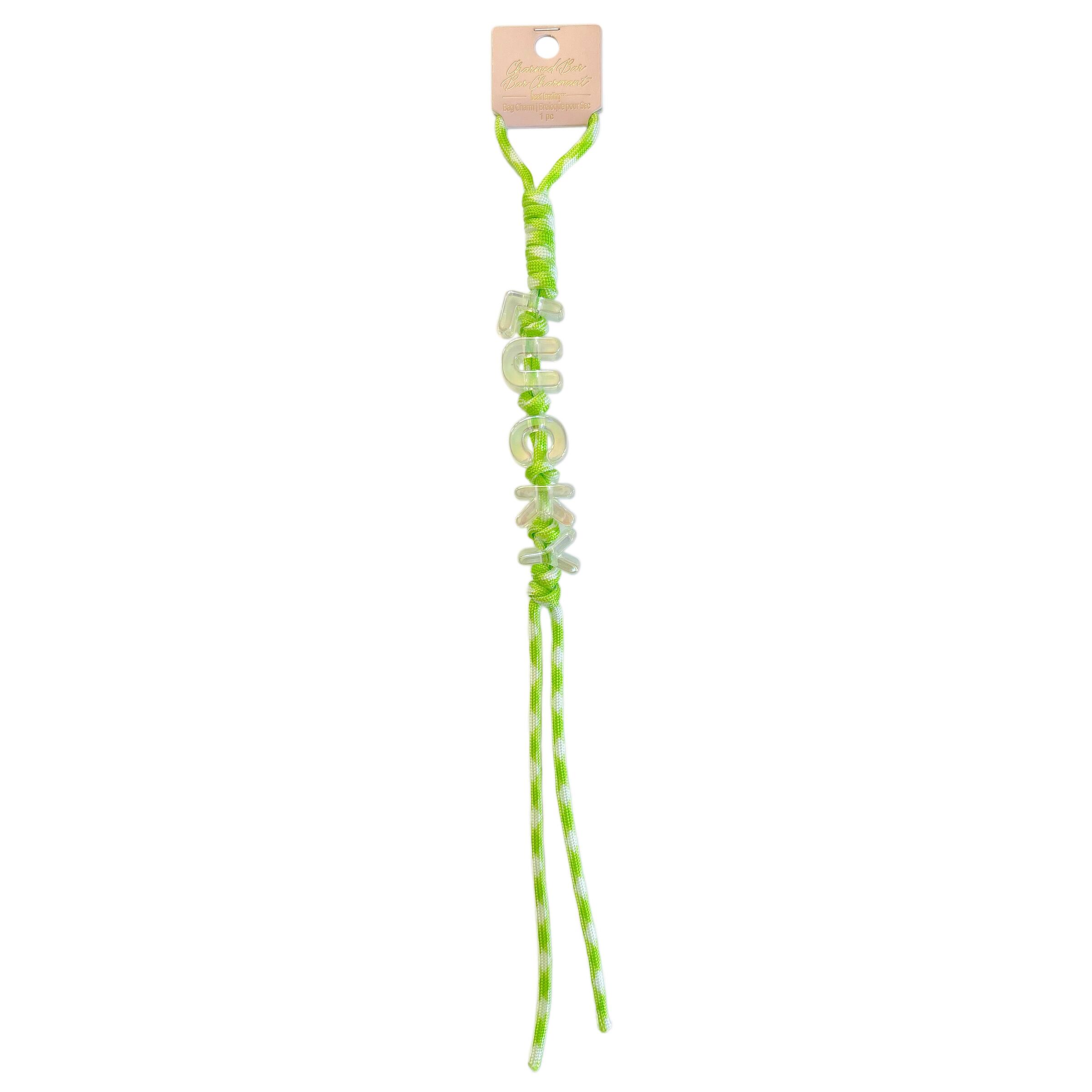 Charmed Bar Green & White Lucky Tassel Bag Charm by Bead Landing™