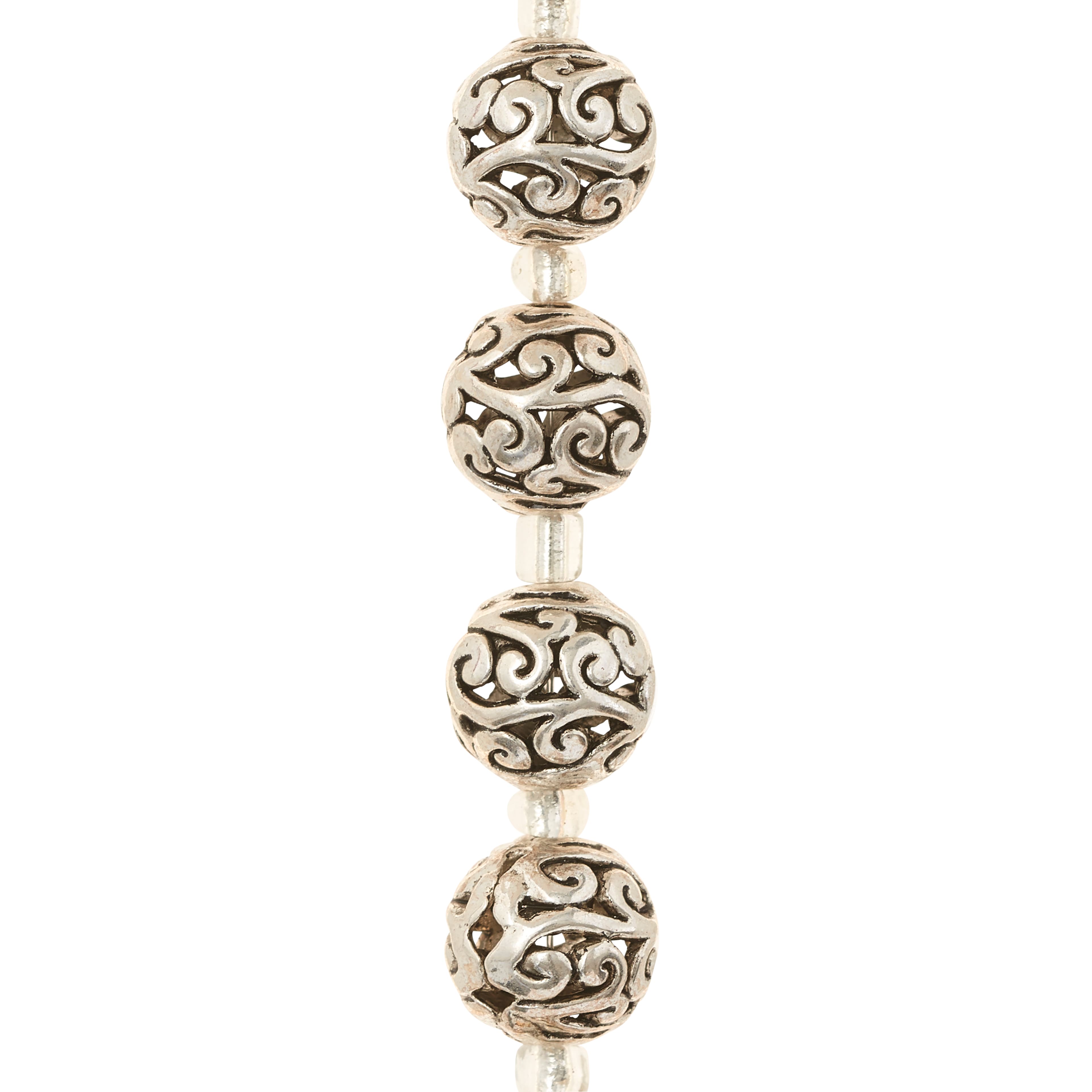 12 Pack: Silver-Plated Round Filigree Beads, 10mm by Bead Landing™