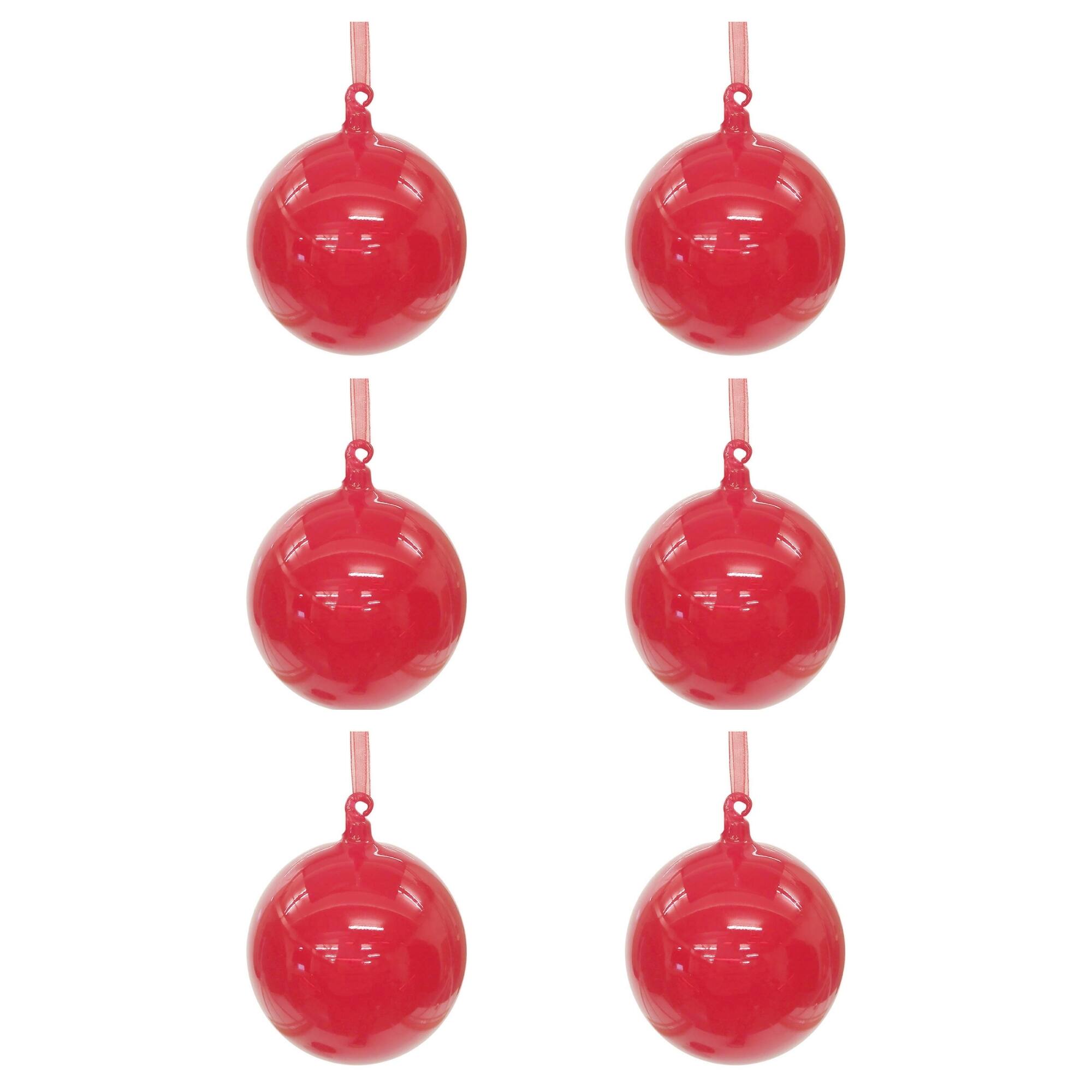Melrose 5.75" Red Glass Ball Ornaments, 6ct.