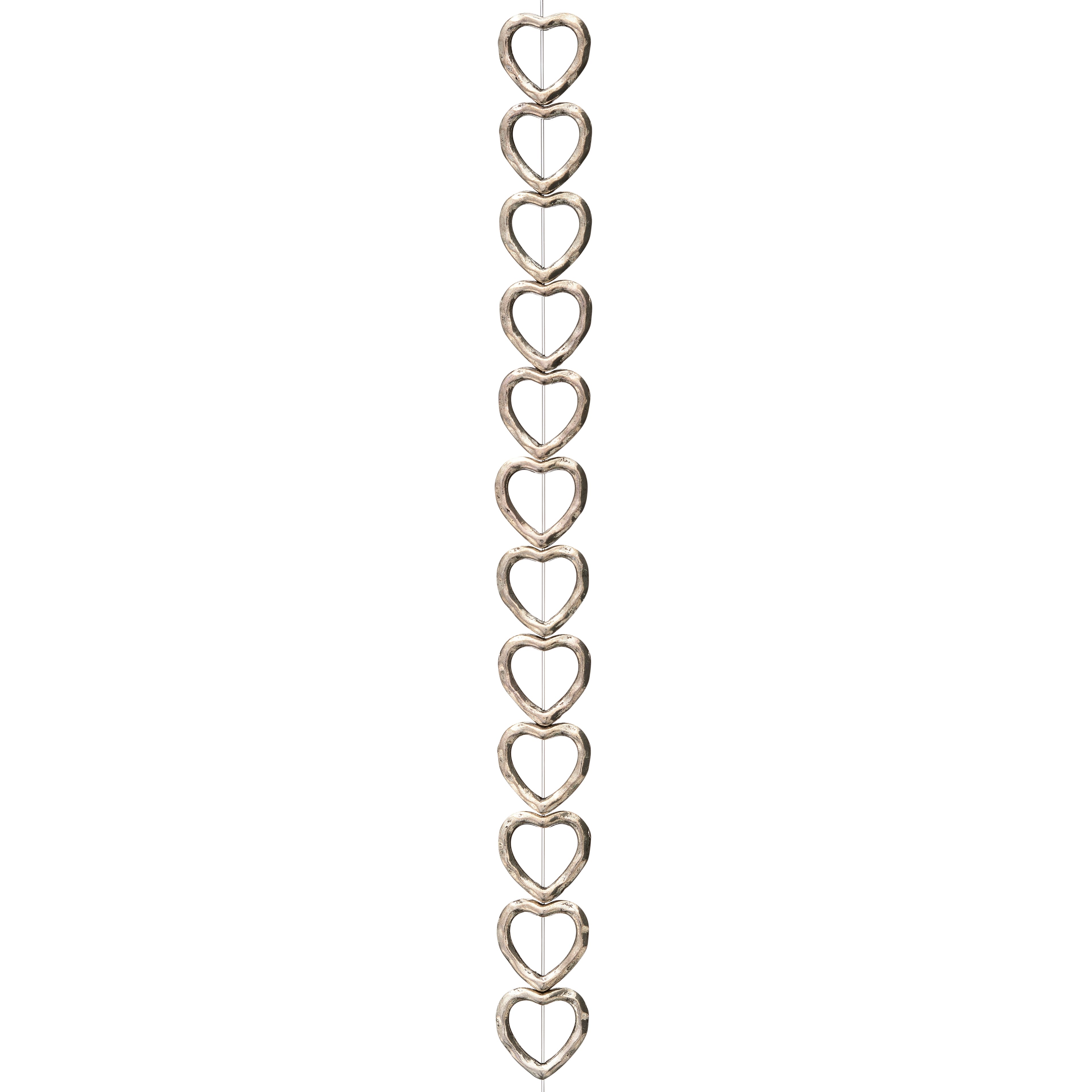12 Pack: Silver Metal Heart Beads, 10mm by Bead Landing™