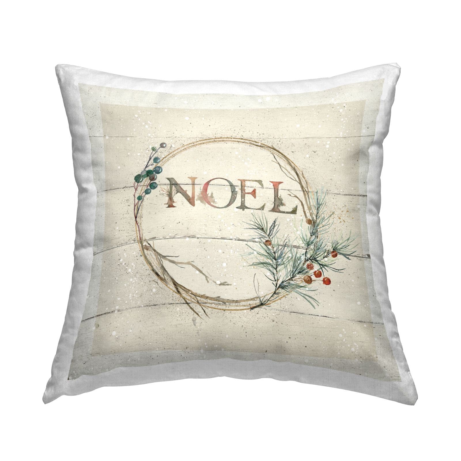 Stupell Industries Noel Typography Holiday Rustic Throw Pillow