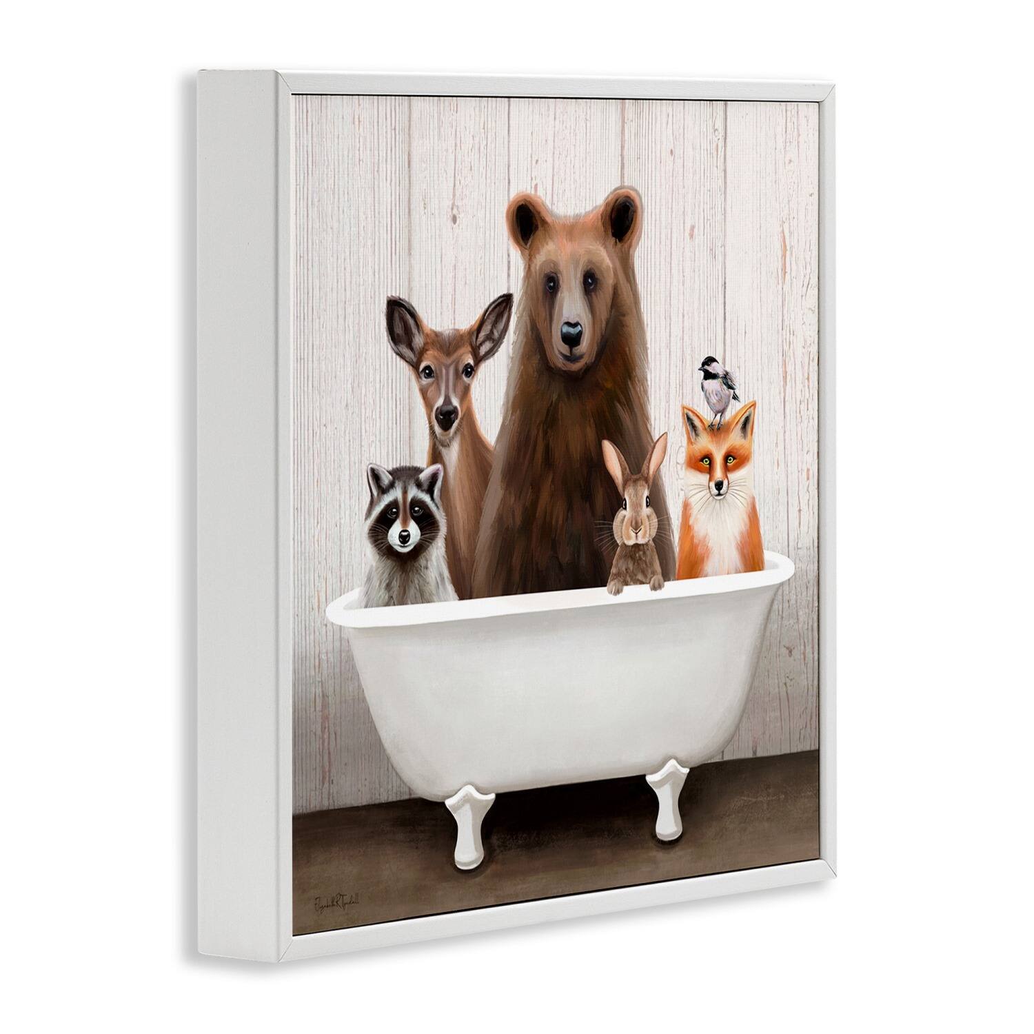 Stupell Industries Woodland Creatures Antique Bathtub Framed Giclee Art