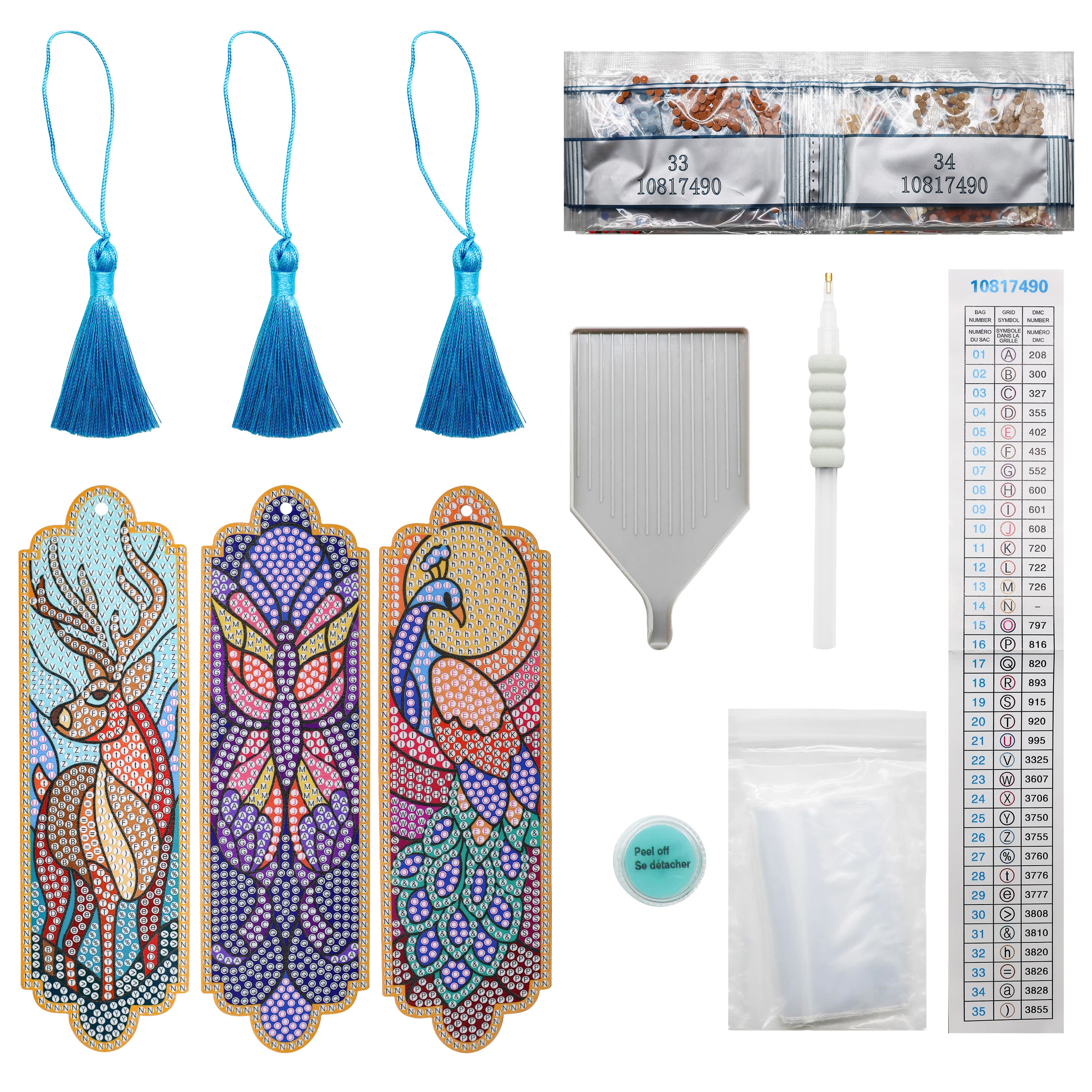 Stained Glass Animals 3-Piece Diamond Art Bookmark Kit by Make Market®