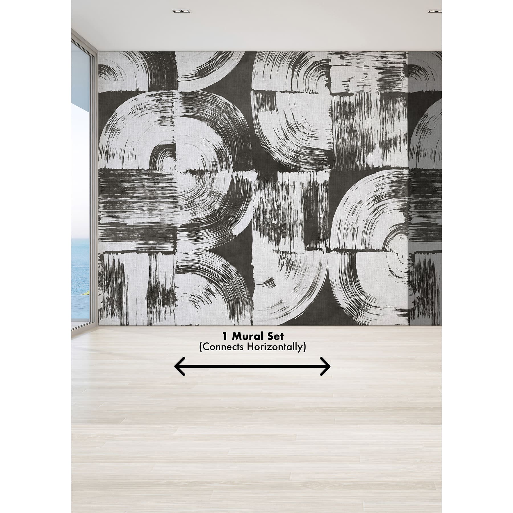 Katie Hunt Charcoal Gray Brushstrokes Wall Mural