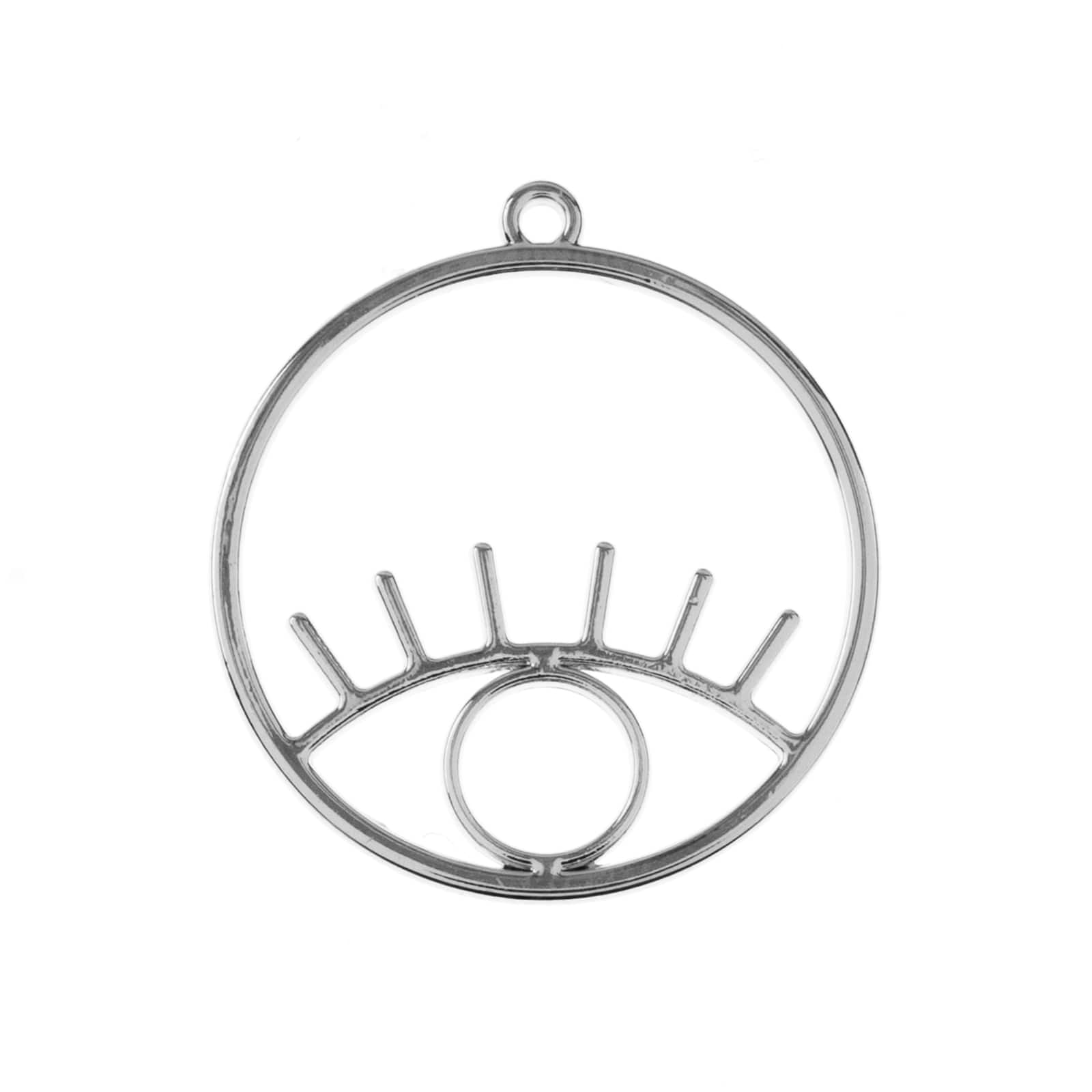 John Bead 24mm Silver Circle Eye Beadwork Pendants, 5ct.