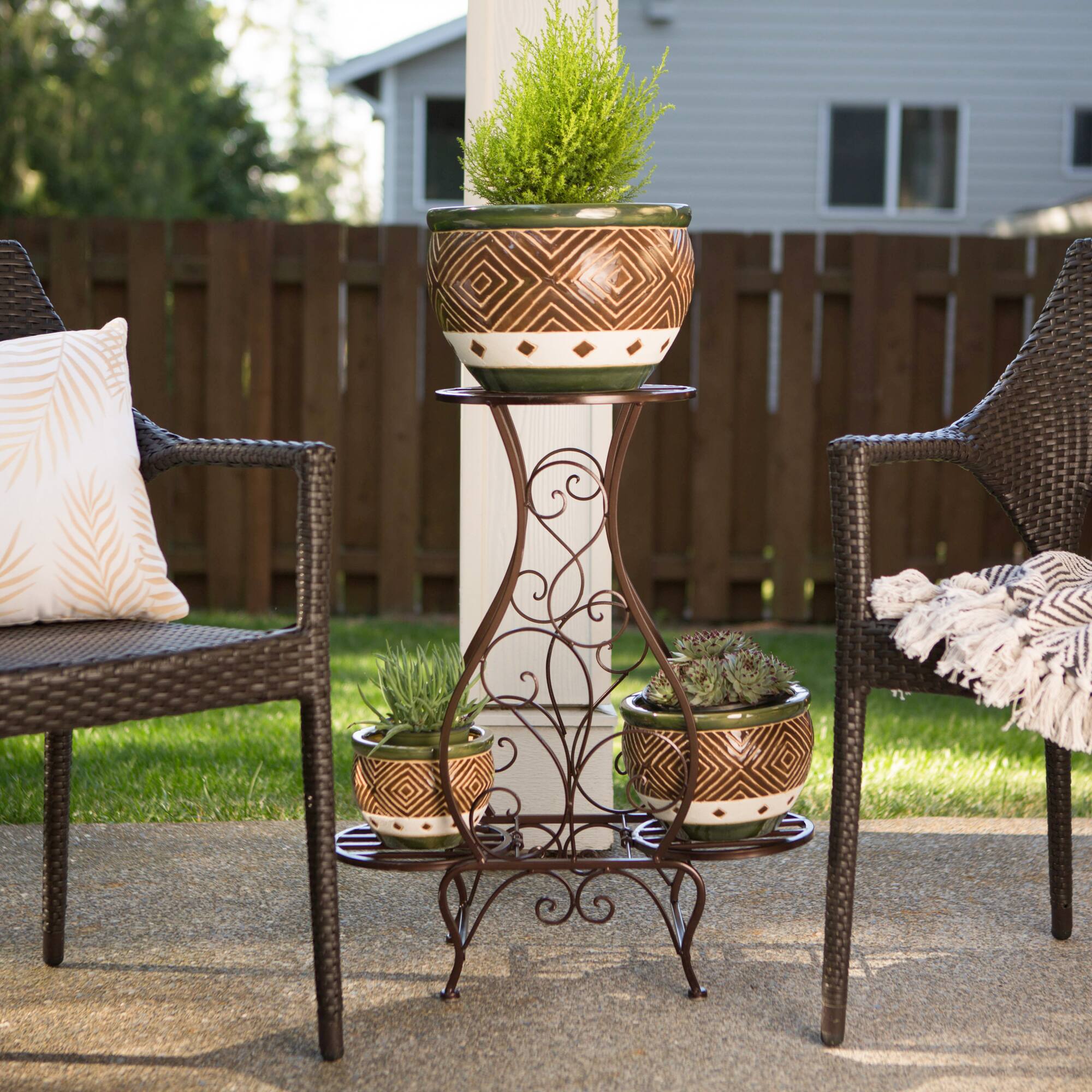 2.2ft. Hourglass Triple Plant Stand