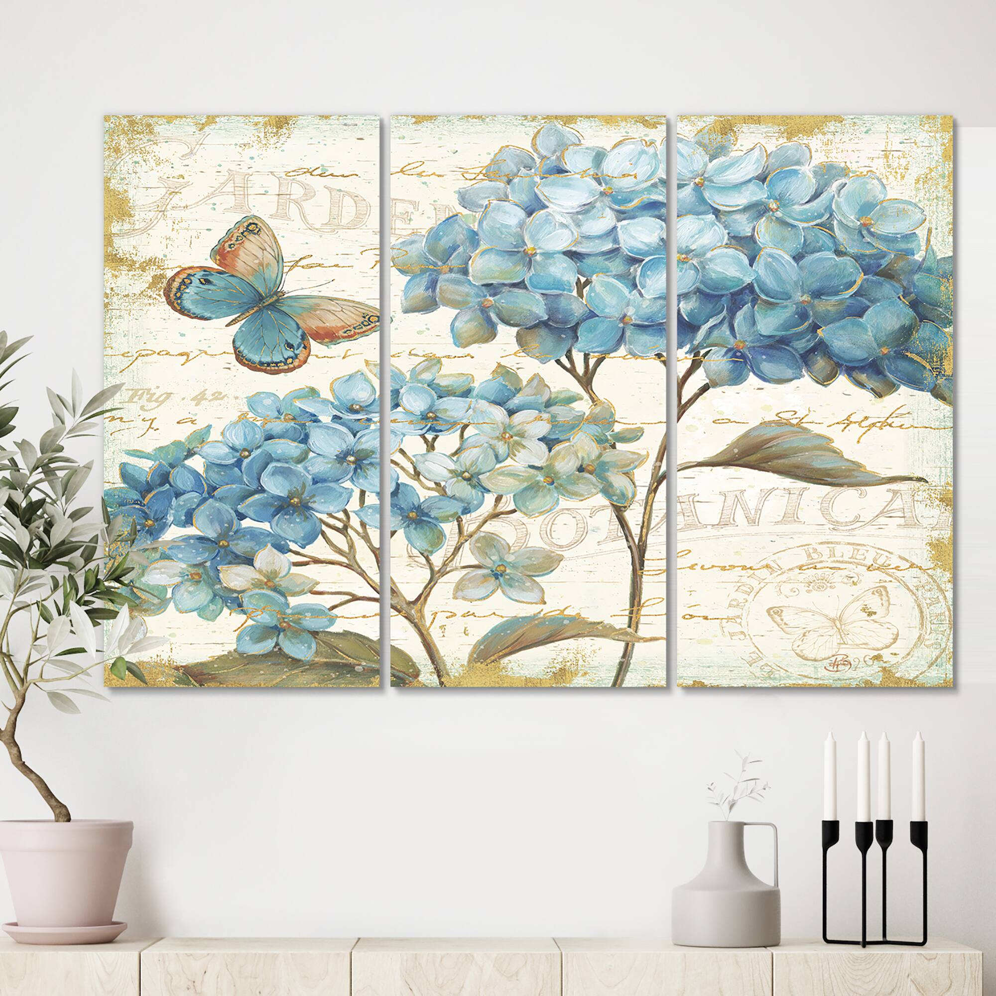 Designart - butterfly Blue Garden II - Farmhouse Canvas Art