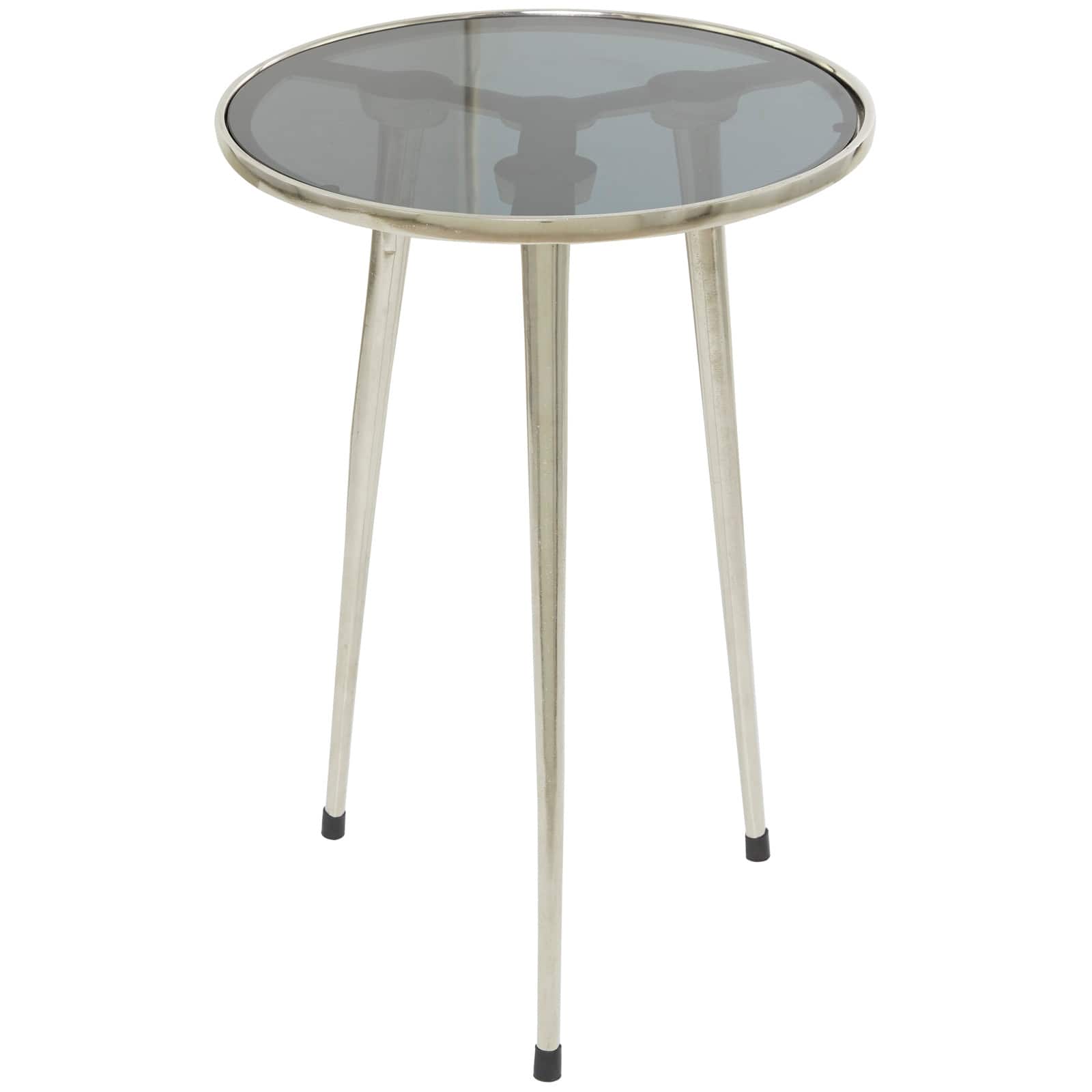 22" Aluminum Tripod Legs Accent Table with Shaded Glass Top