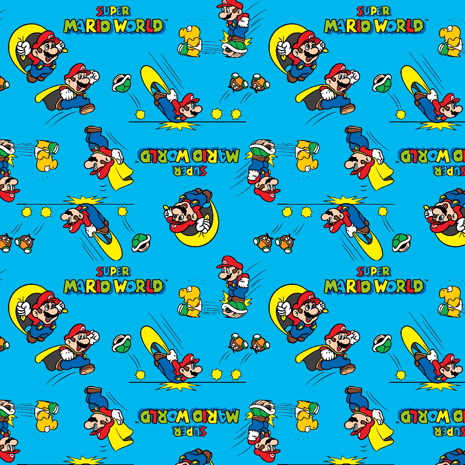 Nintendo® Mario Blue Retro Super Mario World Cotton Fabric