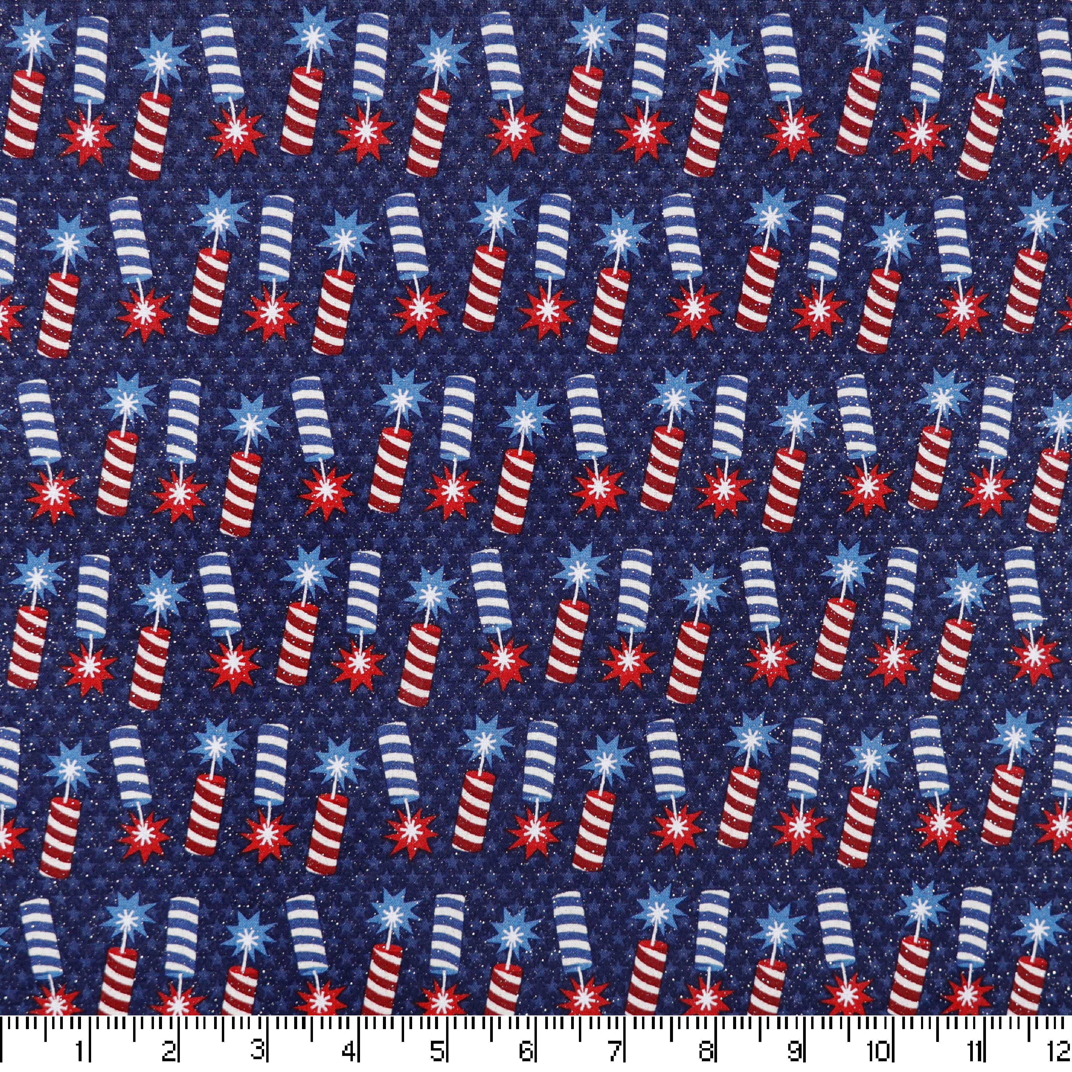 Firecracker Glitter Toss Cotton Fabric