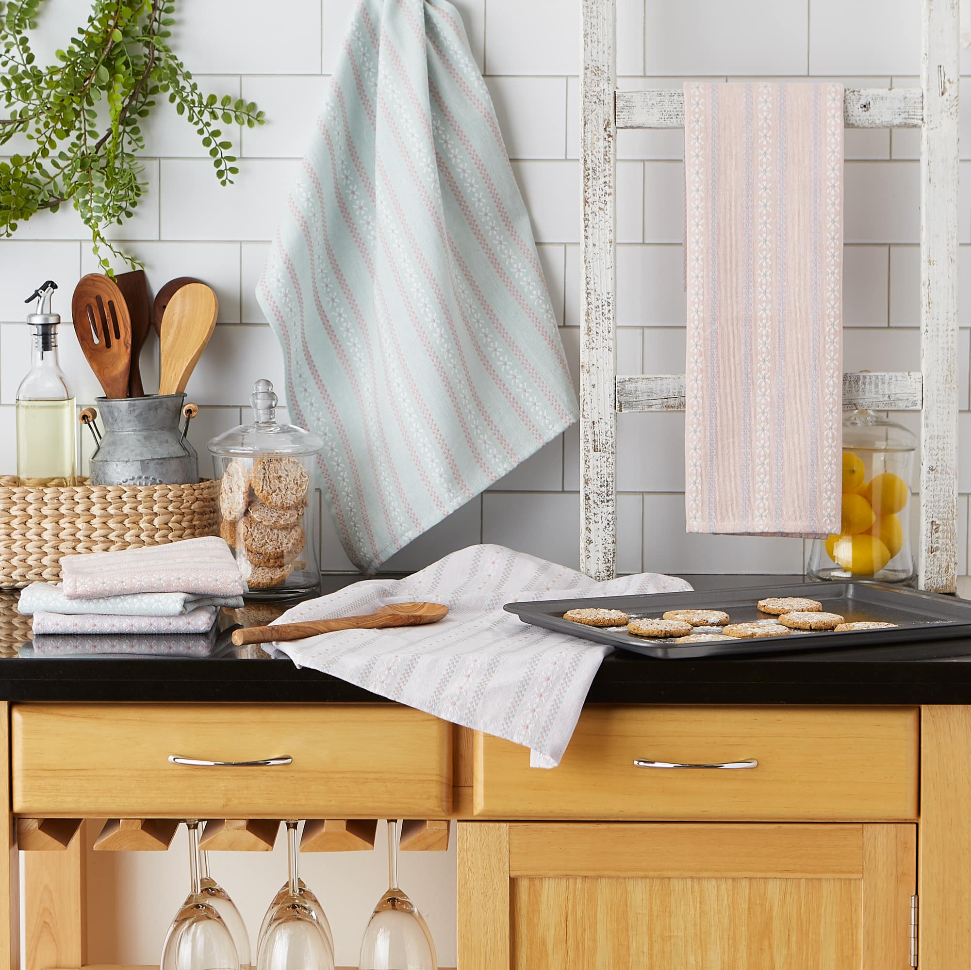 Daisy Dobby Dishtowel & Dishcloth (Set of 6)