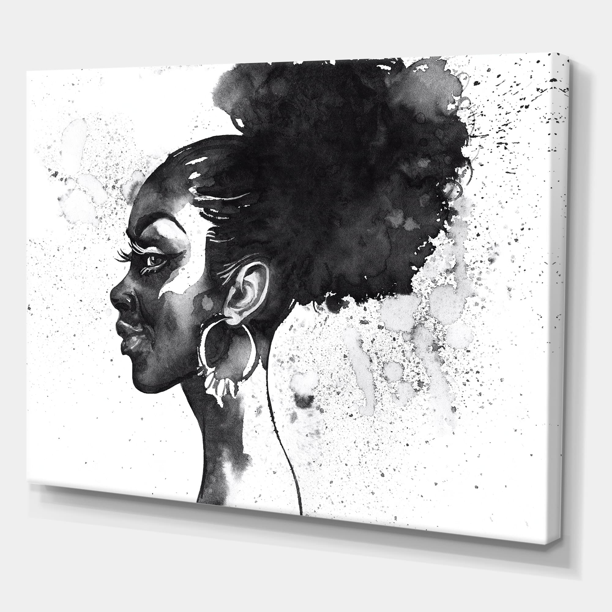 Designart - Monochrome Portrait of African American Woman I - Modern Canvas Wall Art Print
