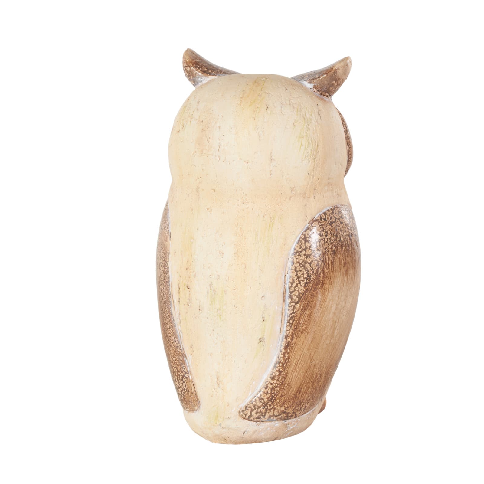 14.75" Cream & Brown MGO Owl Garden Sculpture