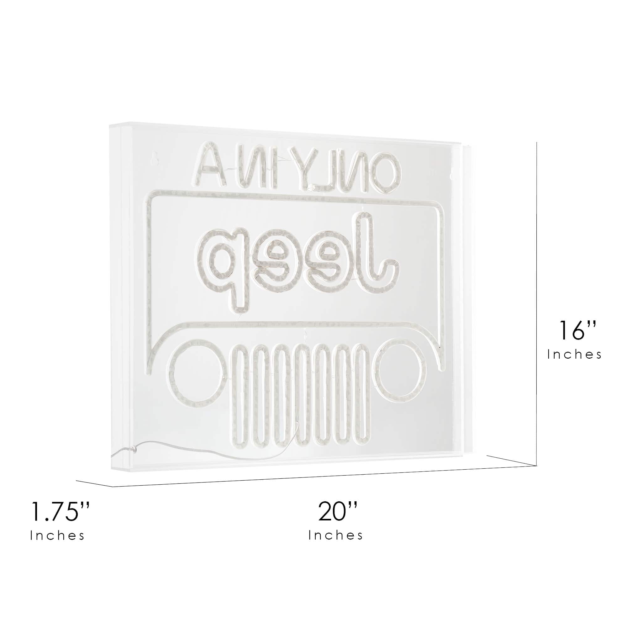 American Art Décor™ 20" Licensed Only In A Jeep Acrylic LED Wall Décor Sign