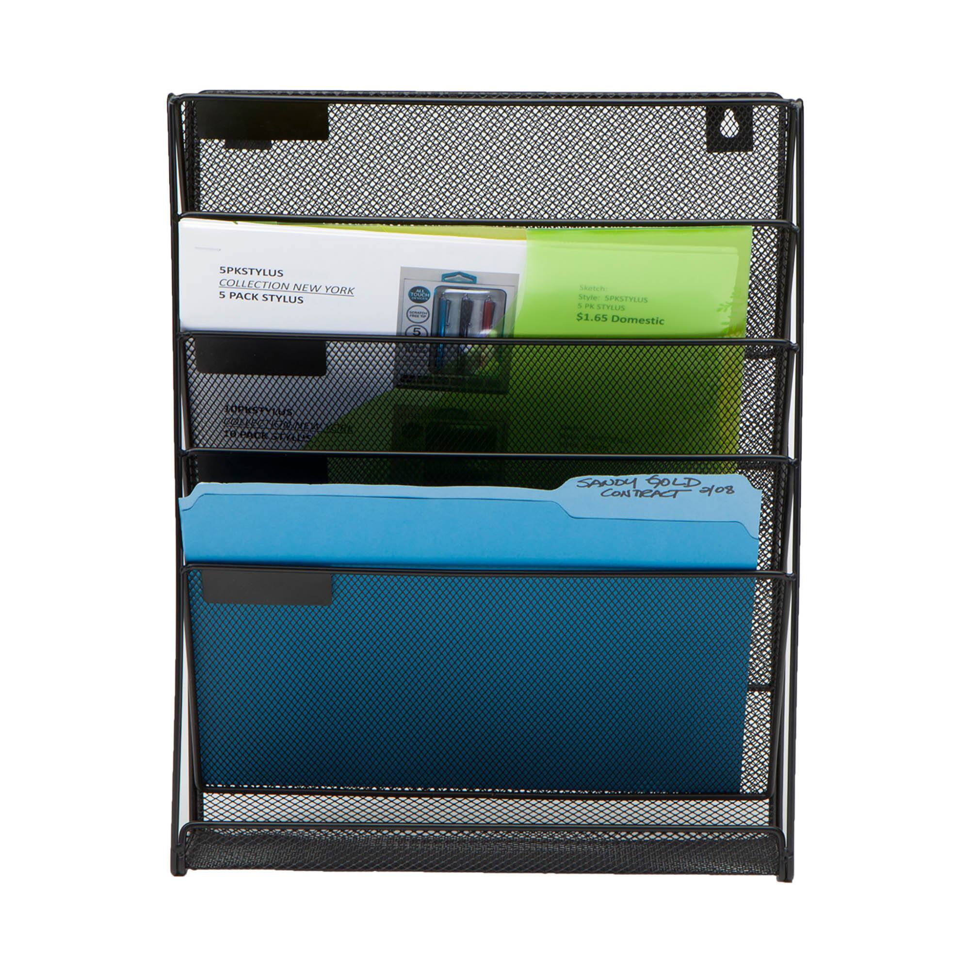 Mind Reader 6 Compartment Vertical Hanging Wall File & Chart Organizer