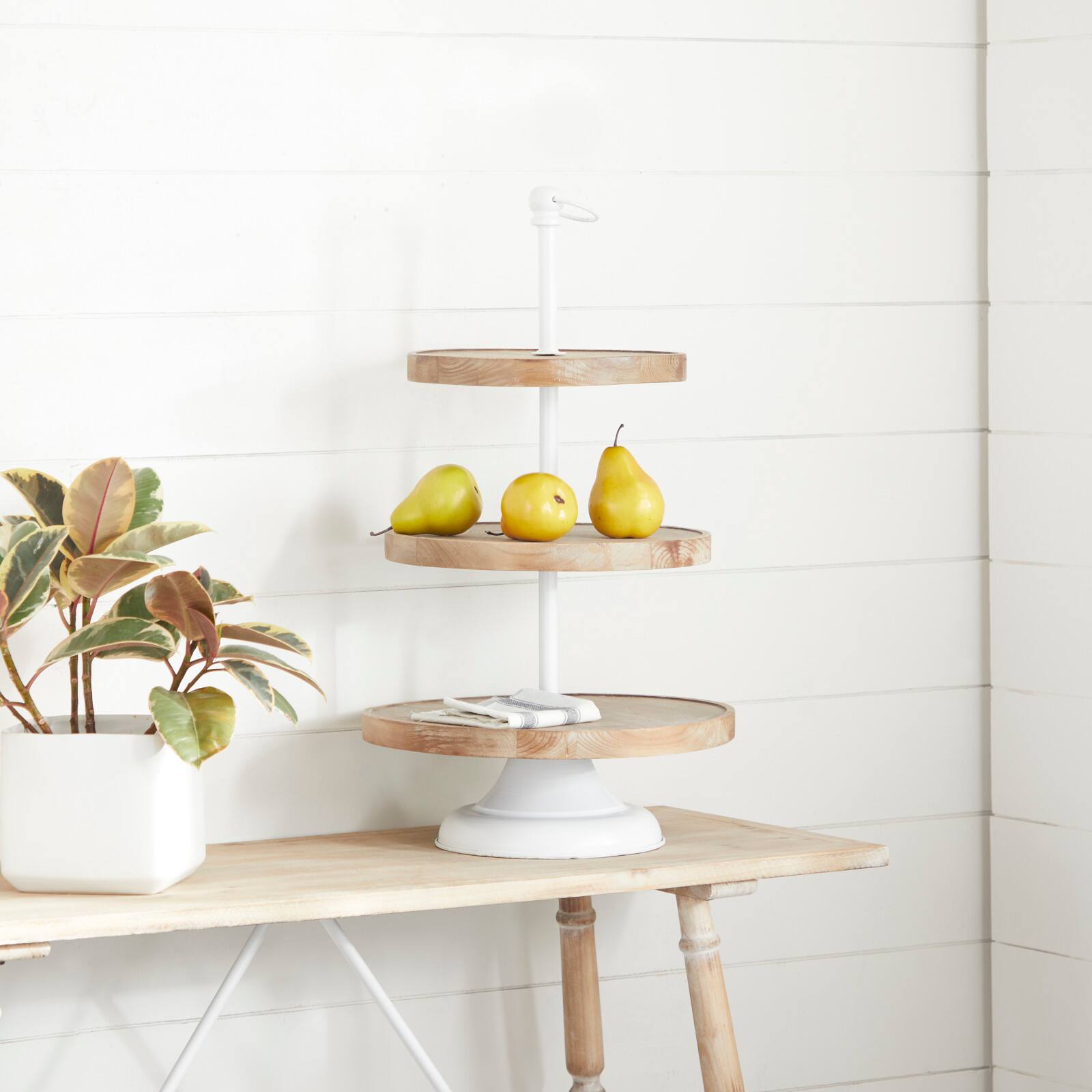 Brown Wood Farmhouse Tiered Server, 16" x 29"
