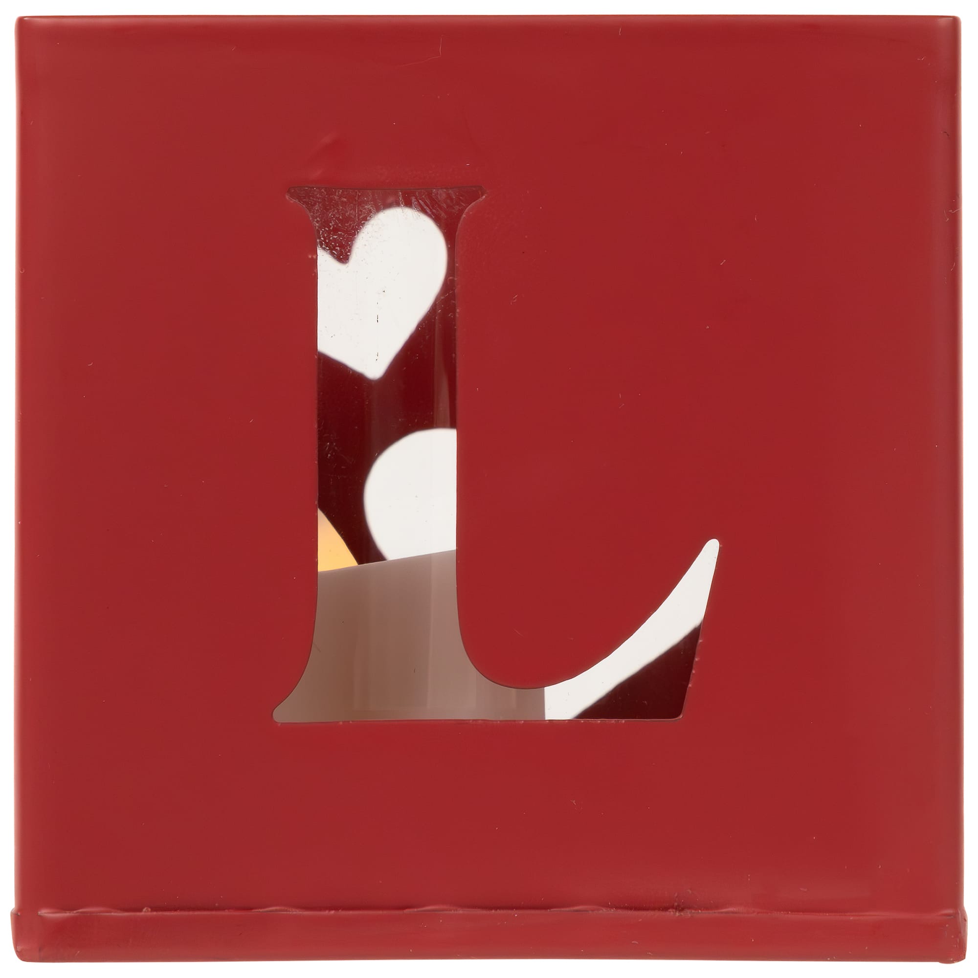 Valentine's Day Red Love Blocks Metal Votive Candle Holders Set