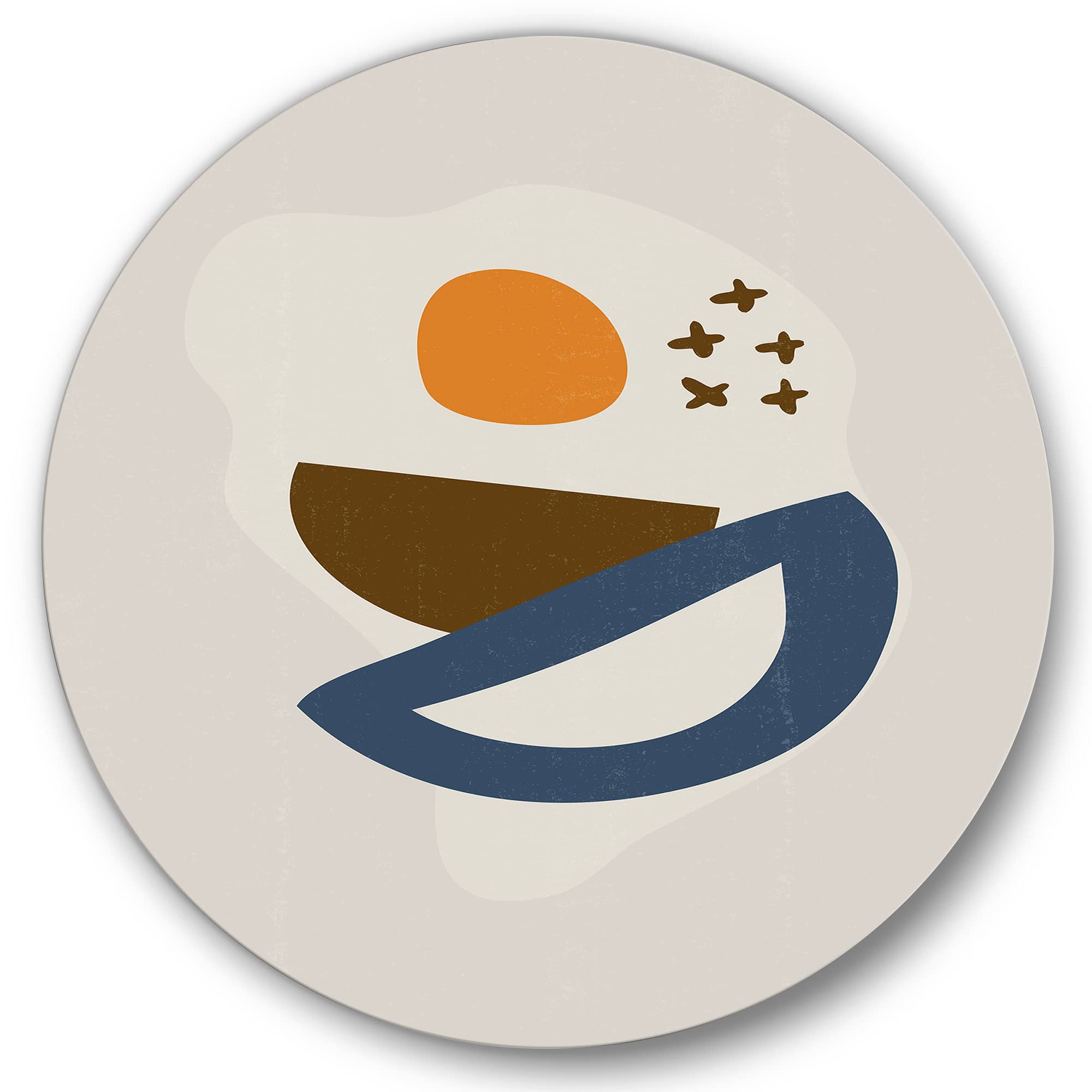 Designart - Abstract Sun Moon Geometric Print I - Modern Metal Circle Wall Art