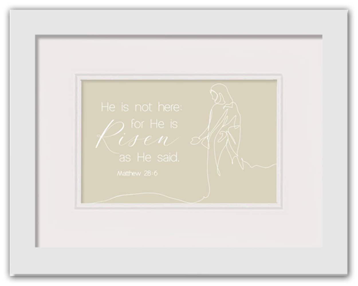 Risen Bible Jesus 5 16" x 20" White Framed Print Under Plexiglass