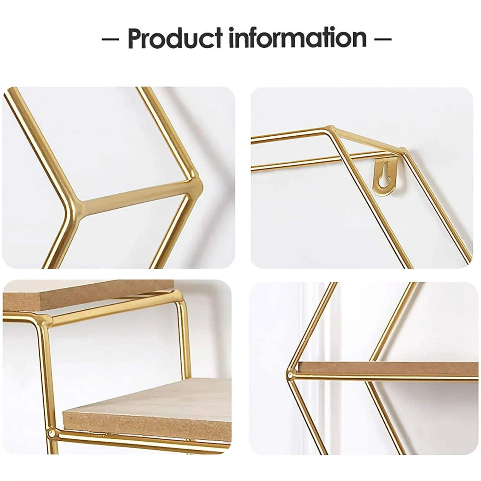NEX™ Gold 2-Tier Iron House Floating Wall Shelf