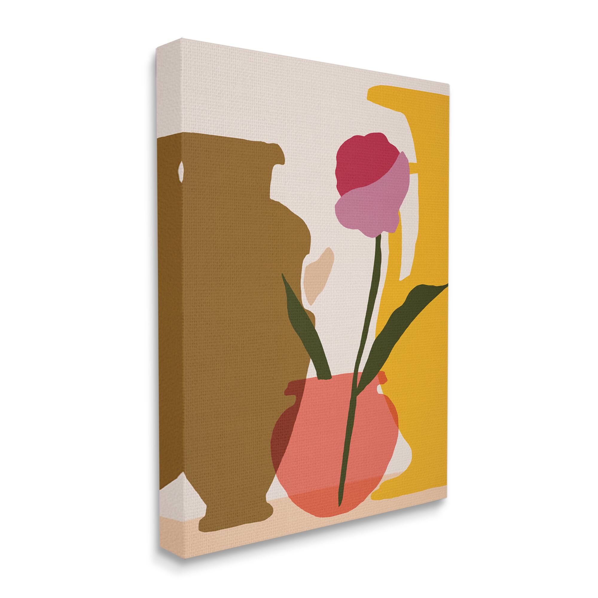 Stupell Industries Abstract Pink Floral Bloom Antique Pottery Shapes Wall Art