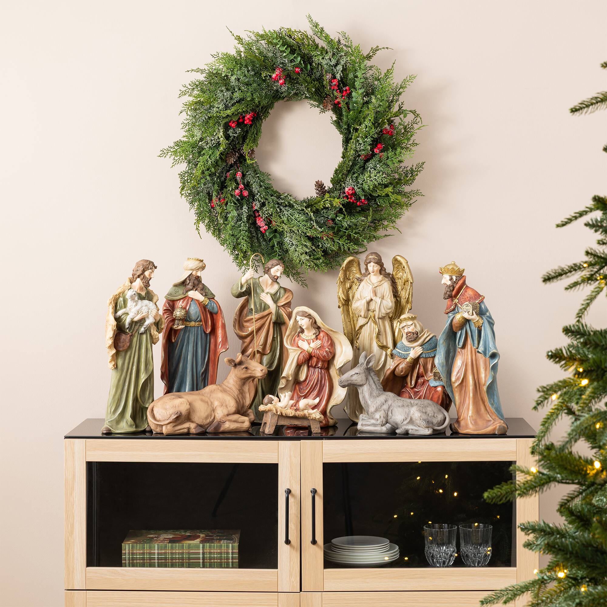 Glitzhome® 18" 10-Piece Oversized Christmas Nativity Figurine Set