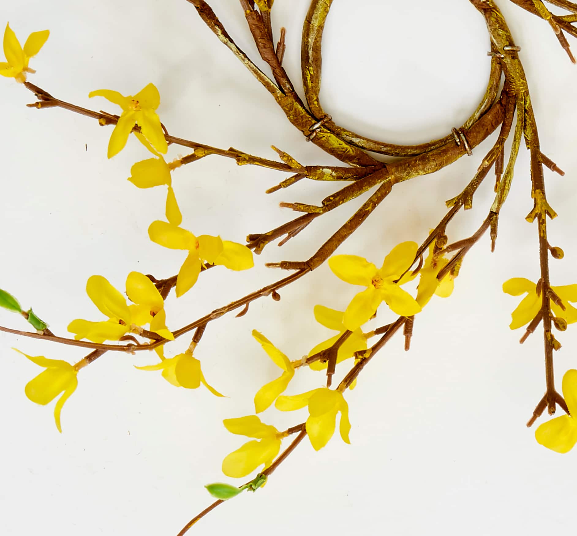 3.25" Artificial Spring Flower Forsythia Pillar Candle Rings, 2ct.