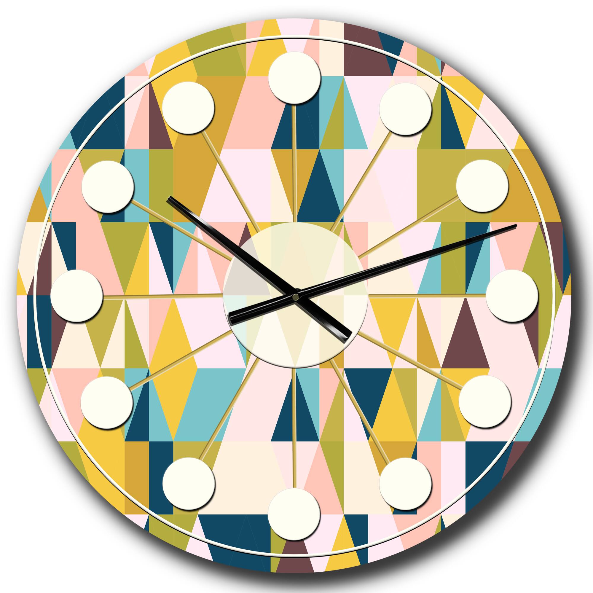Designart 'Triangular Retro Design I Mid-Century Modern Wall Clock