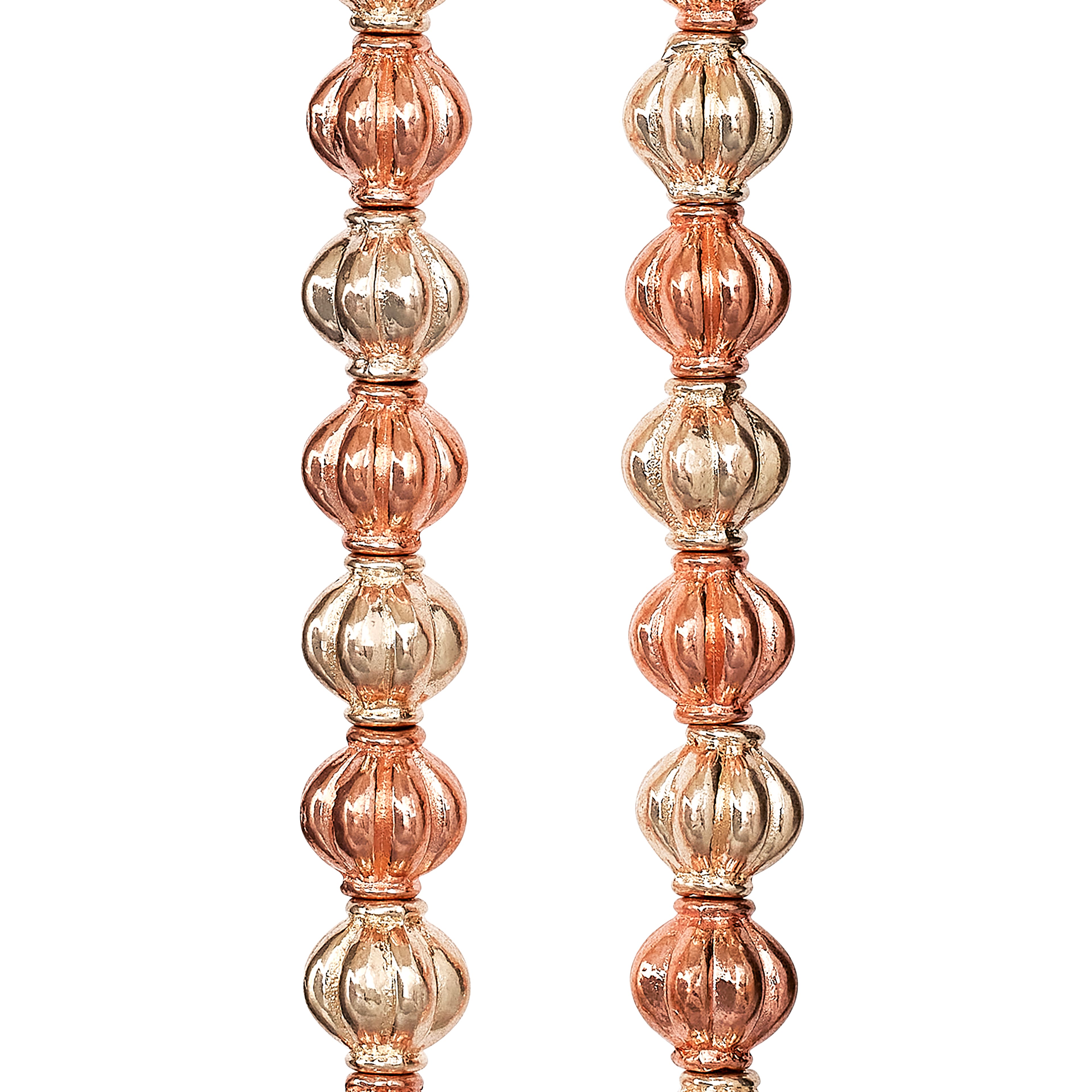 Gold & Rose Gold Shiny Metal Carved Lantern Beads, 8mm by Bead Landing™