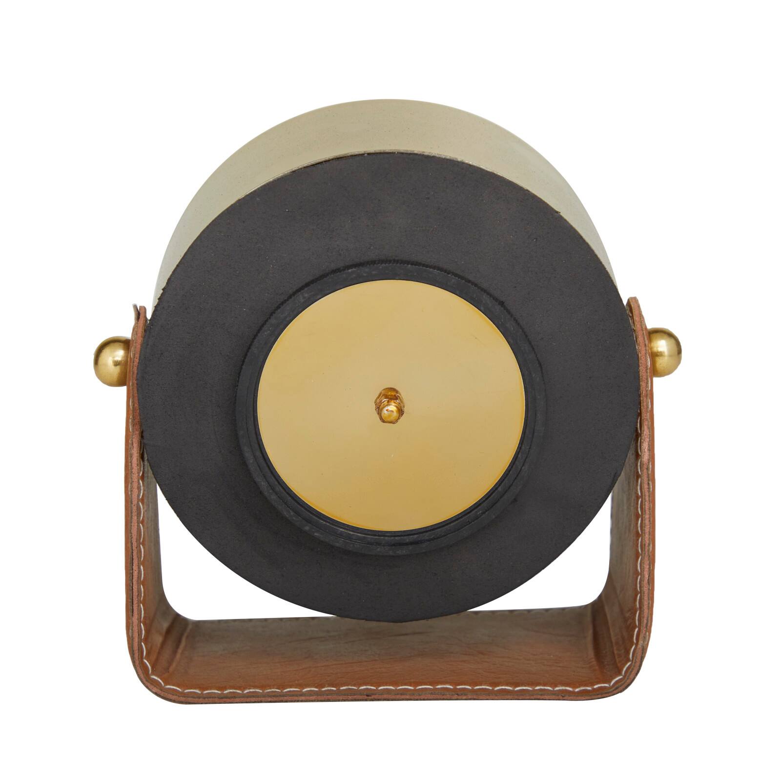 Stainless Steel Clock with Leather Stand