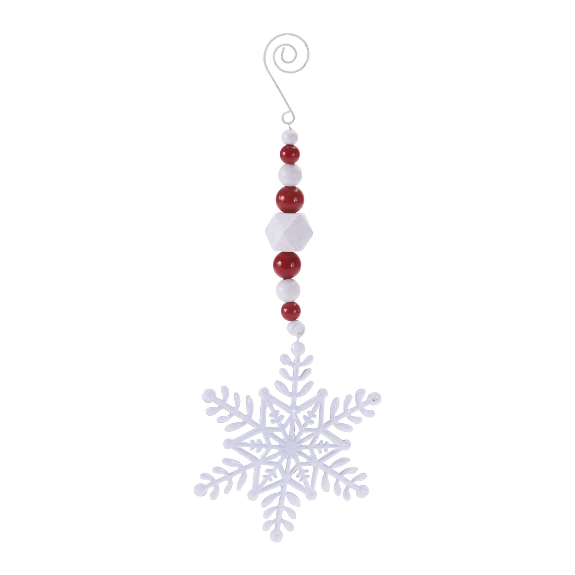 Melrose 9.75" Red & White Snowflake Drop Ornaments Set