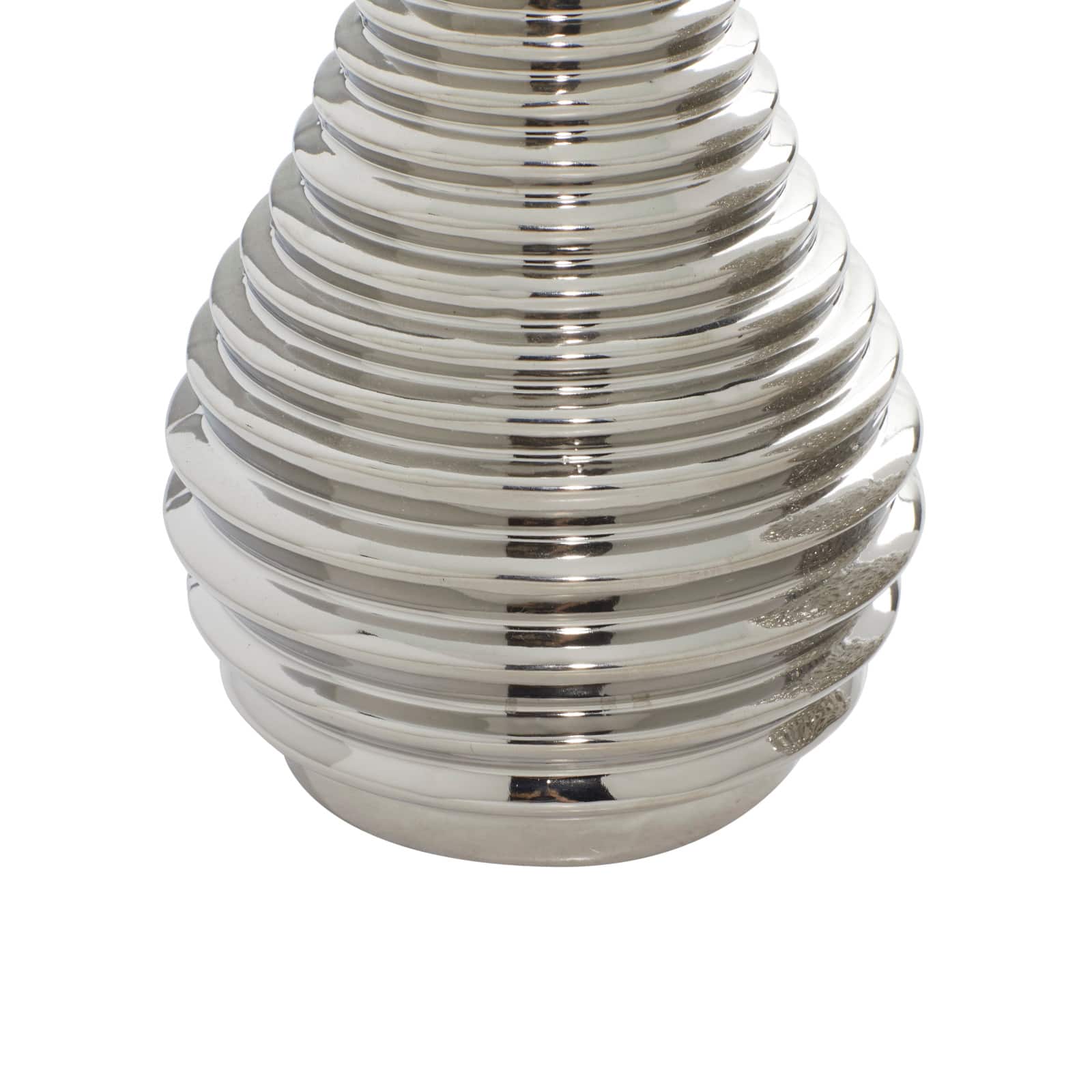 Set of 3 Silver Ceramic Glam Vase, 8" x 5"
