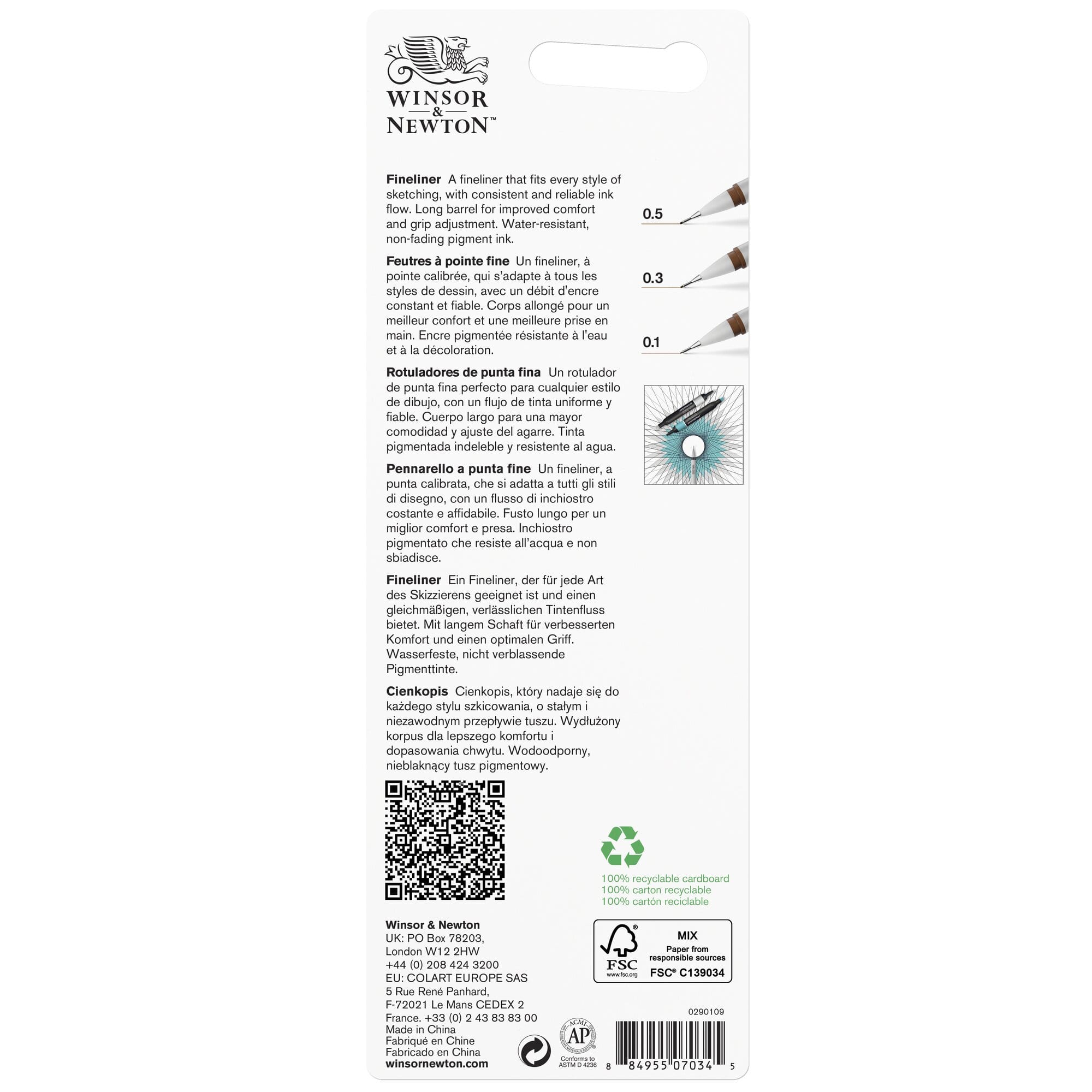 Winsor & Newton™ 3 Piece Sepia Fineliner Set