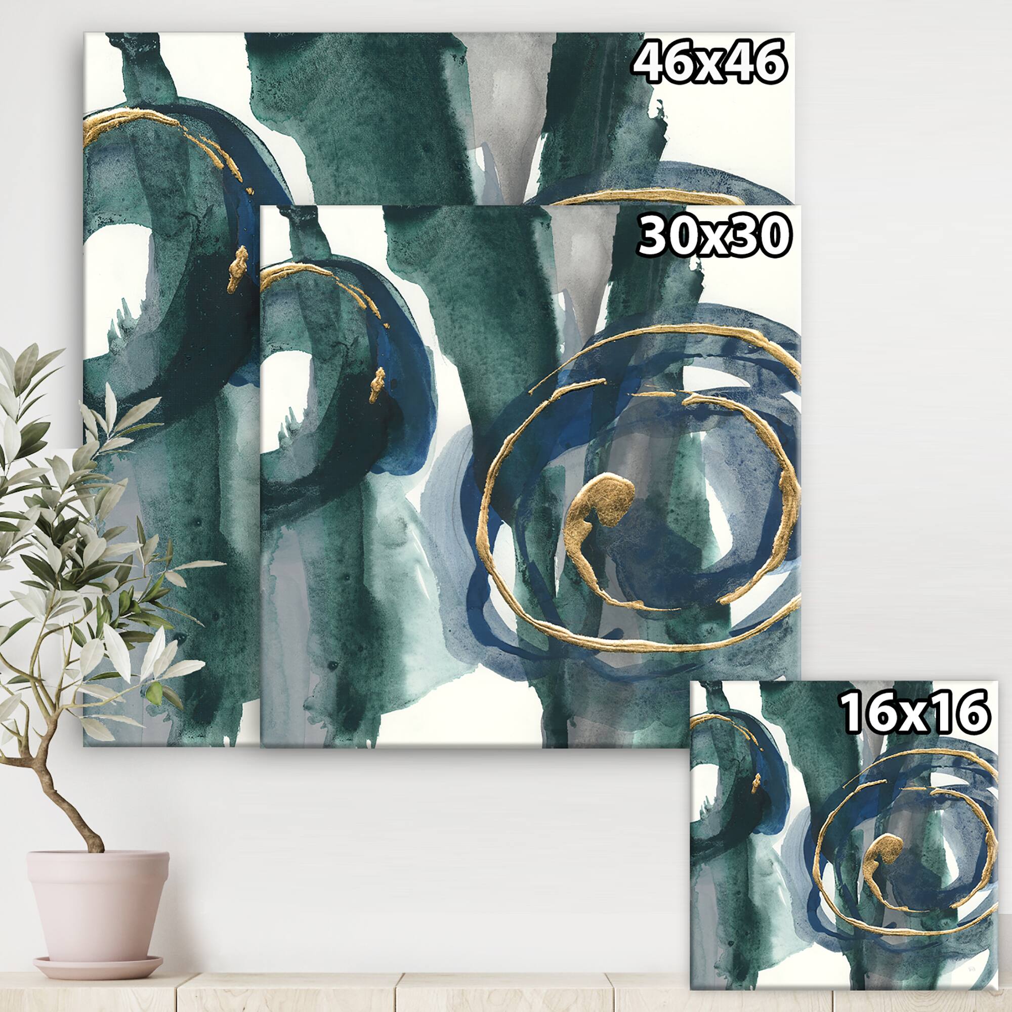 Designart - Mettalic Indigo and Gold III