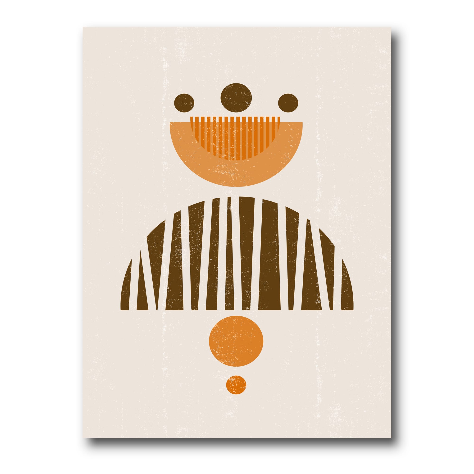 Designart - Abstract Minimal Sun and Moon In Earth Tones IV - Modern Canvas Wall Art Print