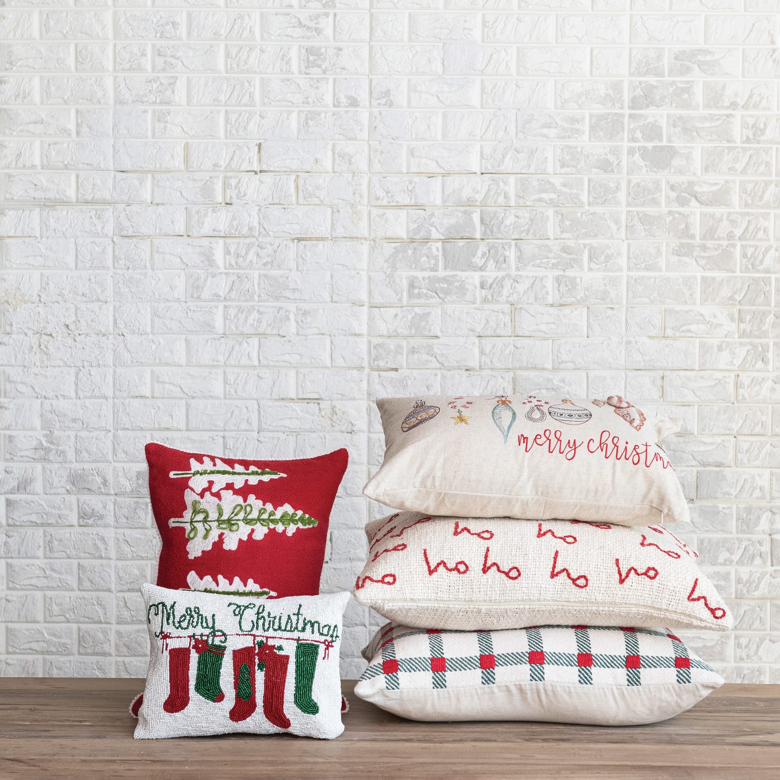 Hello Honey® 24" x 16" Embroidered Red & Green Plaid Lumbar Throw Pillow