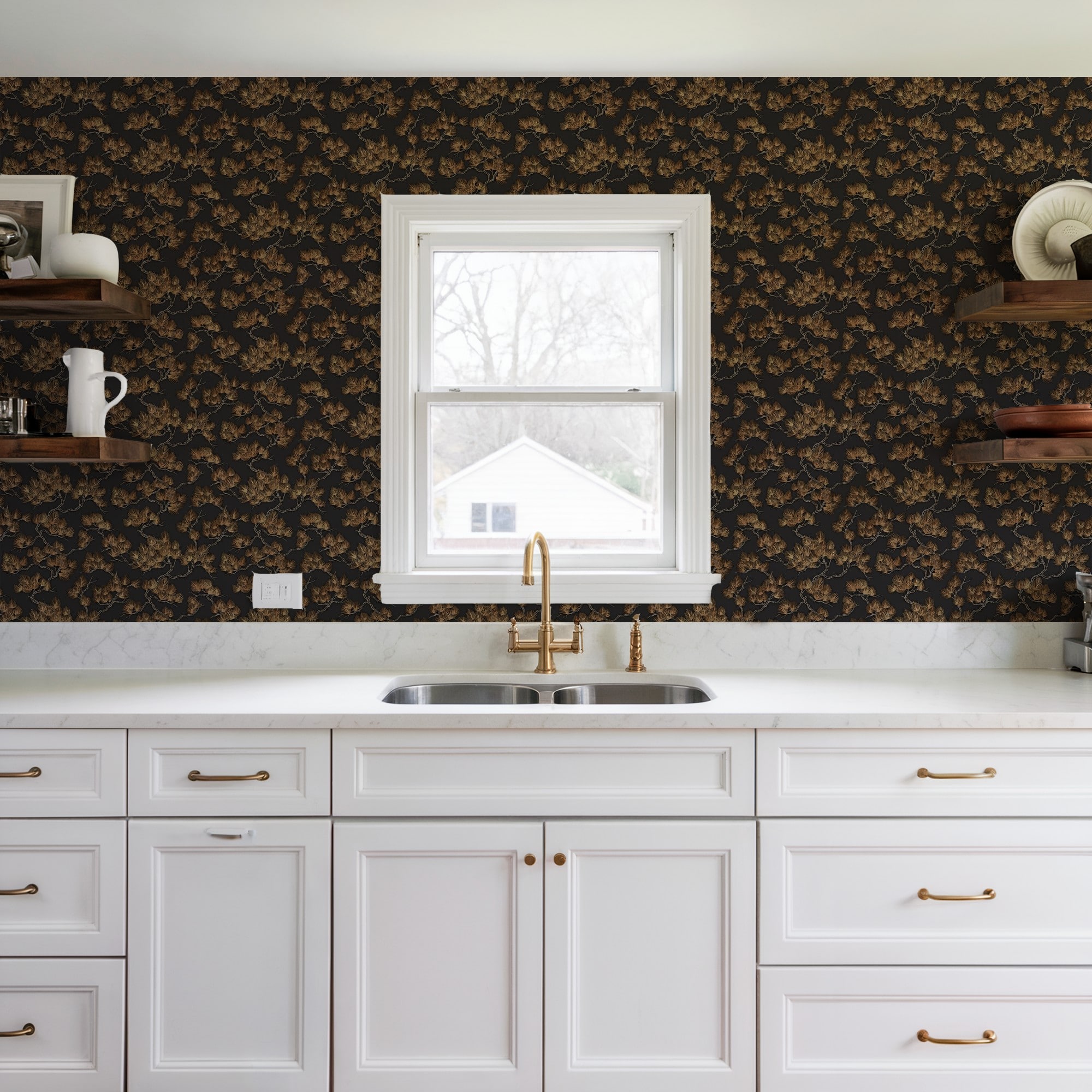 Designs Direct Embroidered Pine Tree Wallpaper