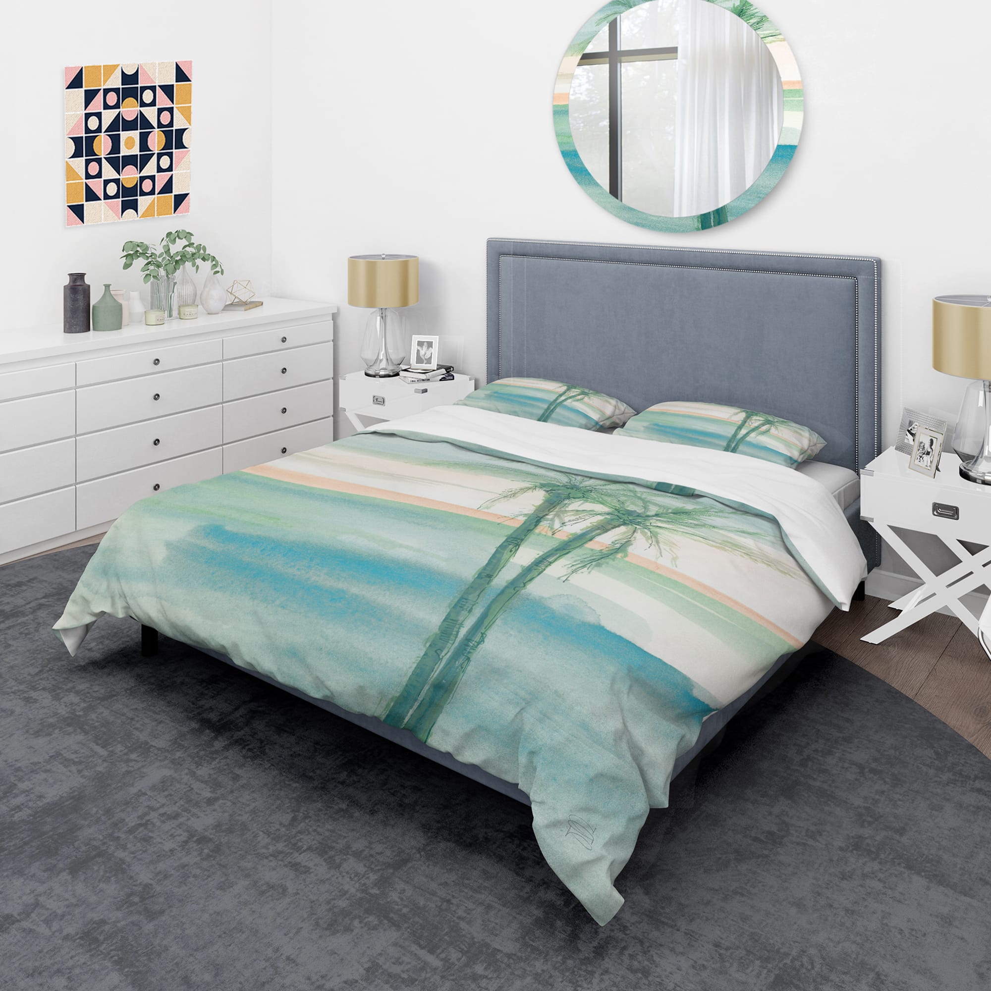 Designart Peaceful Dusk II Tropical Coastal Duvet Cover Set