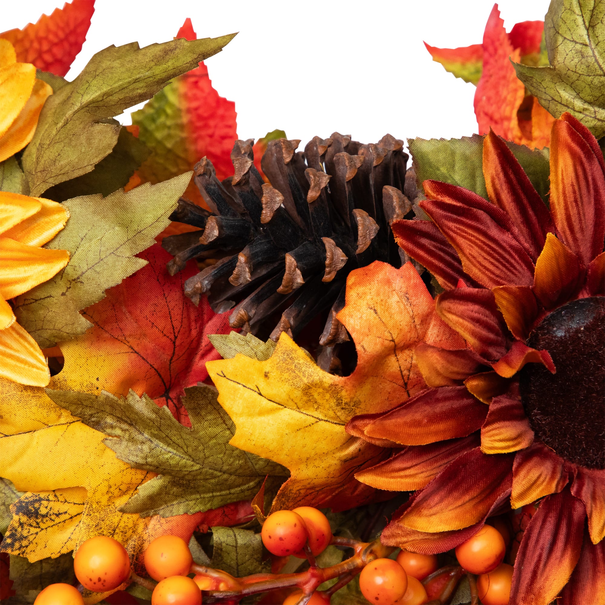 24" Sunflower & Pinecone Fall Wreath