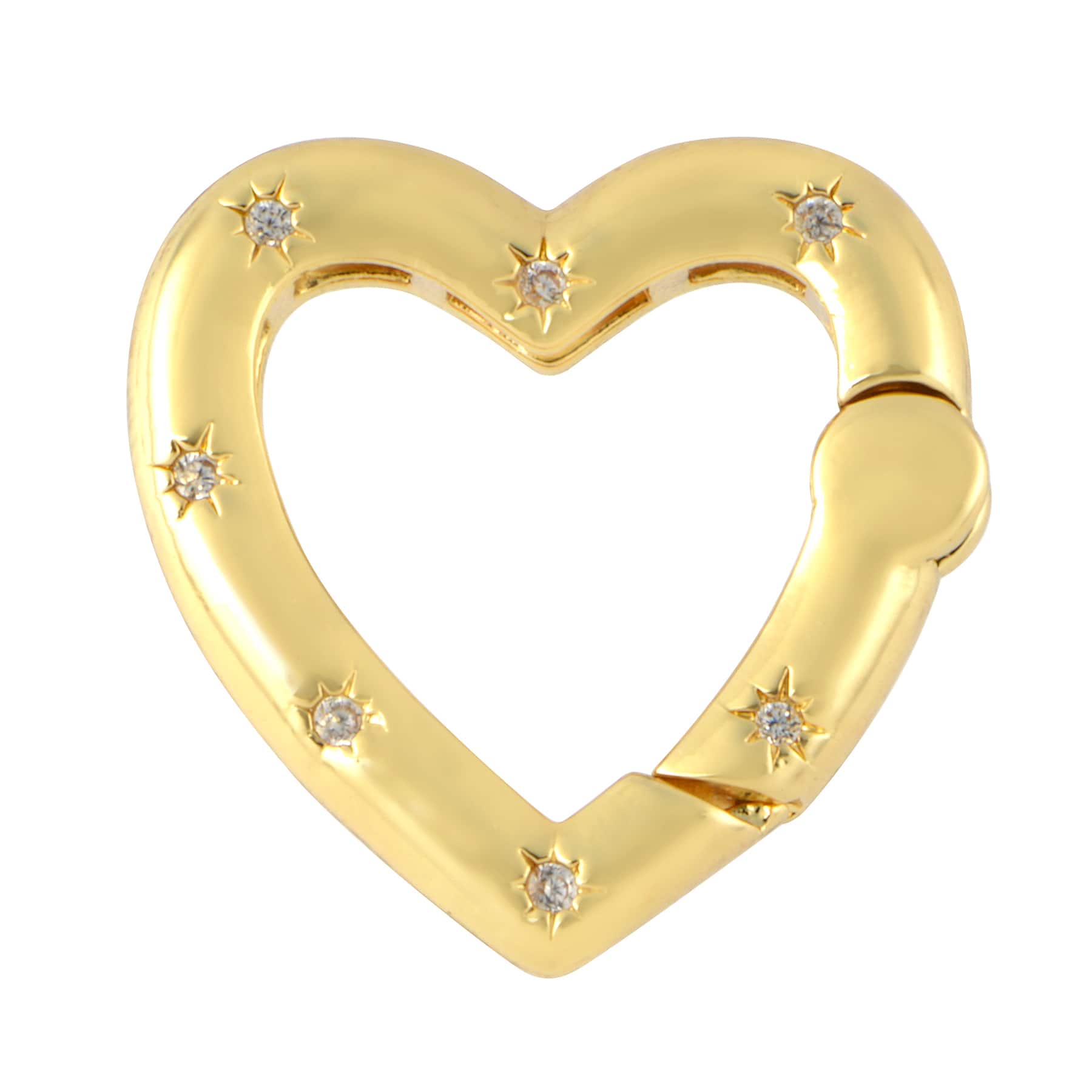18mm Gem-Studded Metal Heart Clasp Charm Connector by Bead Landing