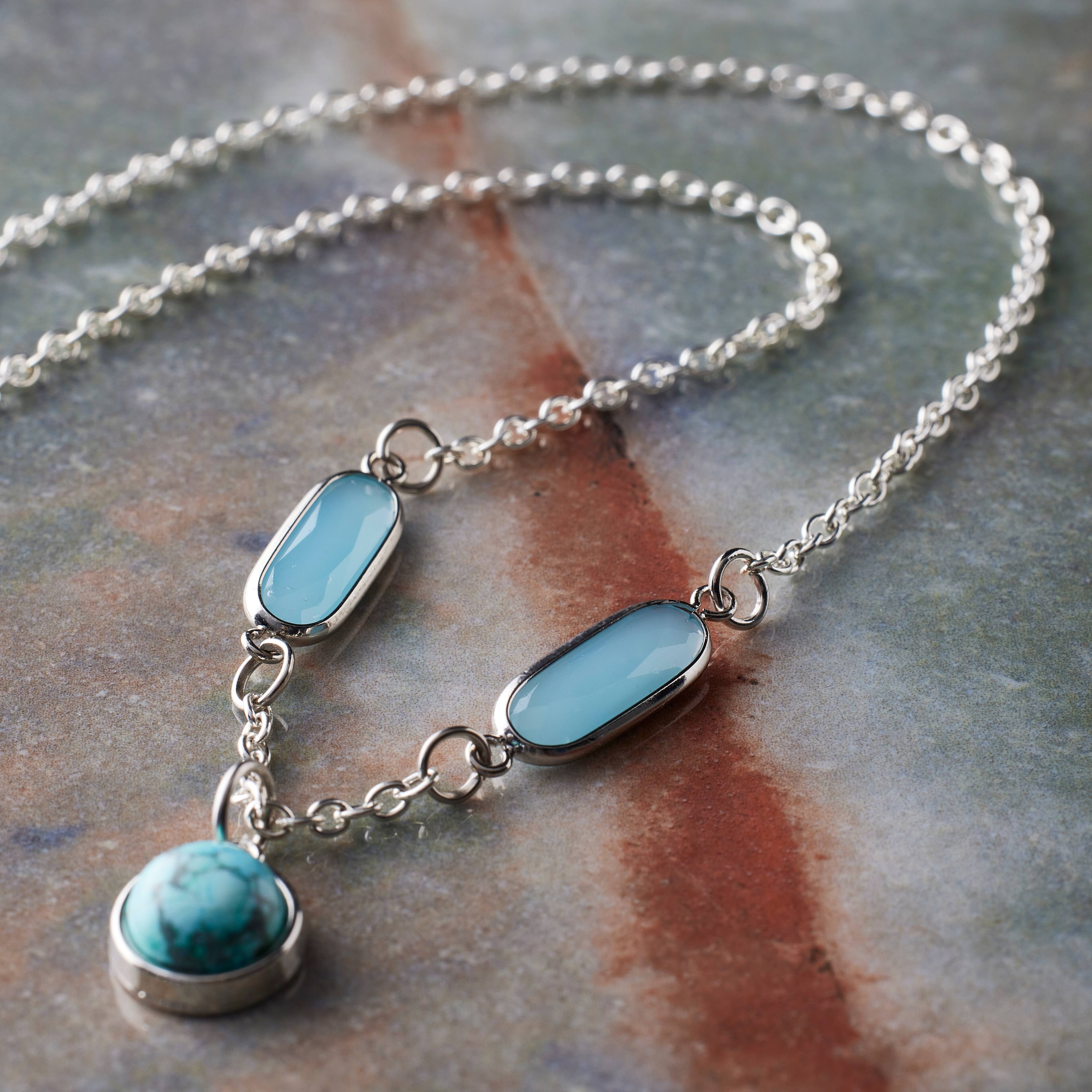 Turquoise Glass Oval Connectors, 21mm by Bead Landing™