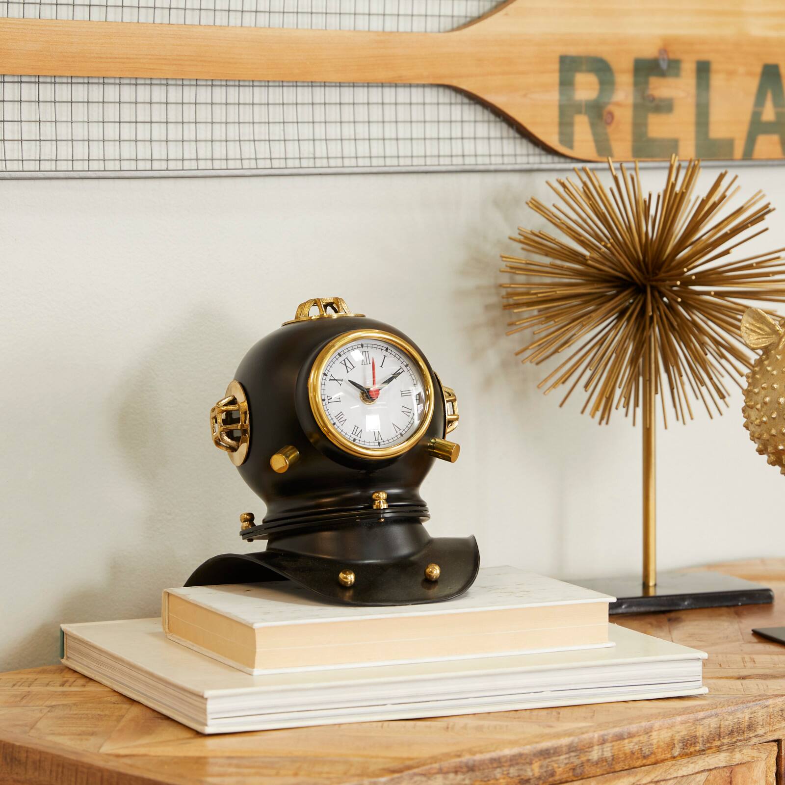 8" Brass Diver Helmet Clock