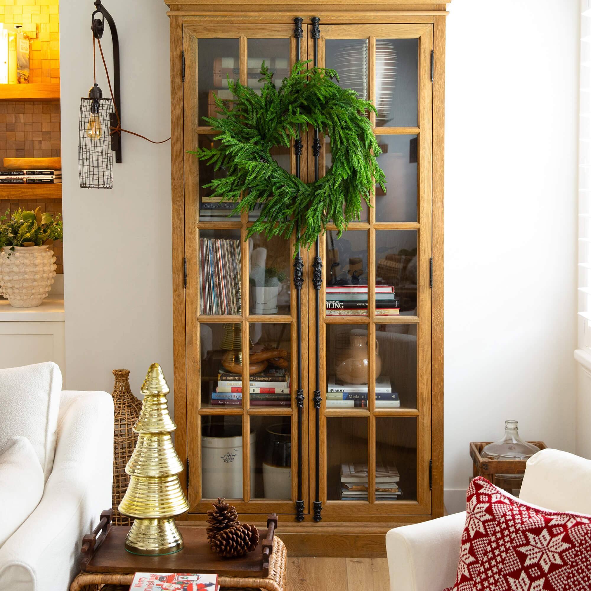 24in. Artificial Real Touch Norfolk Island Pine Wreath with Natural Look