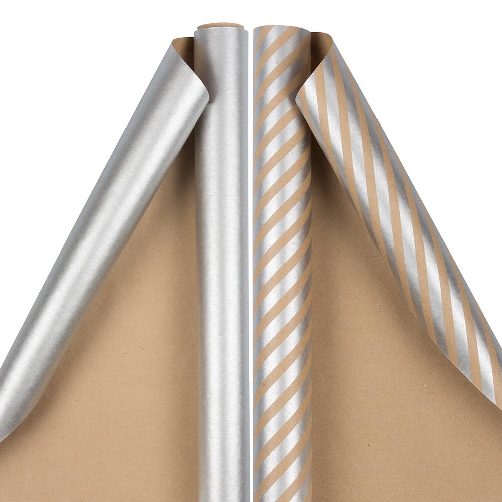 JAM Paper Stripes & Solids Combo Gift Wrap Set