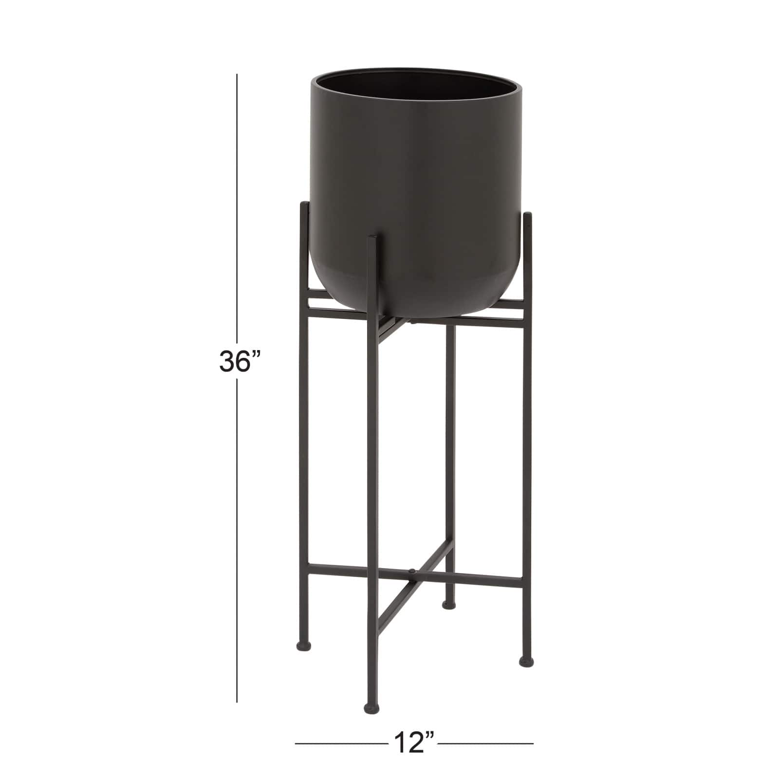 36" Black Metal Modern Planter
